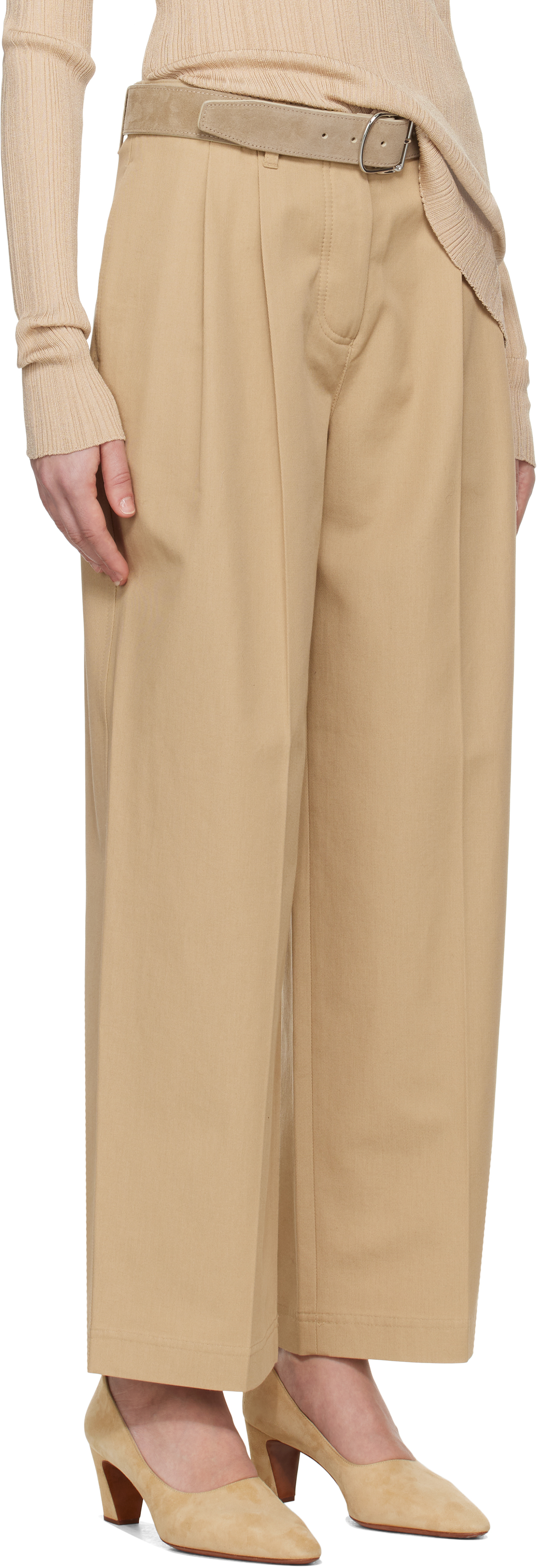 Totême Beige Relaxed Chino Trousers In Desert 272