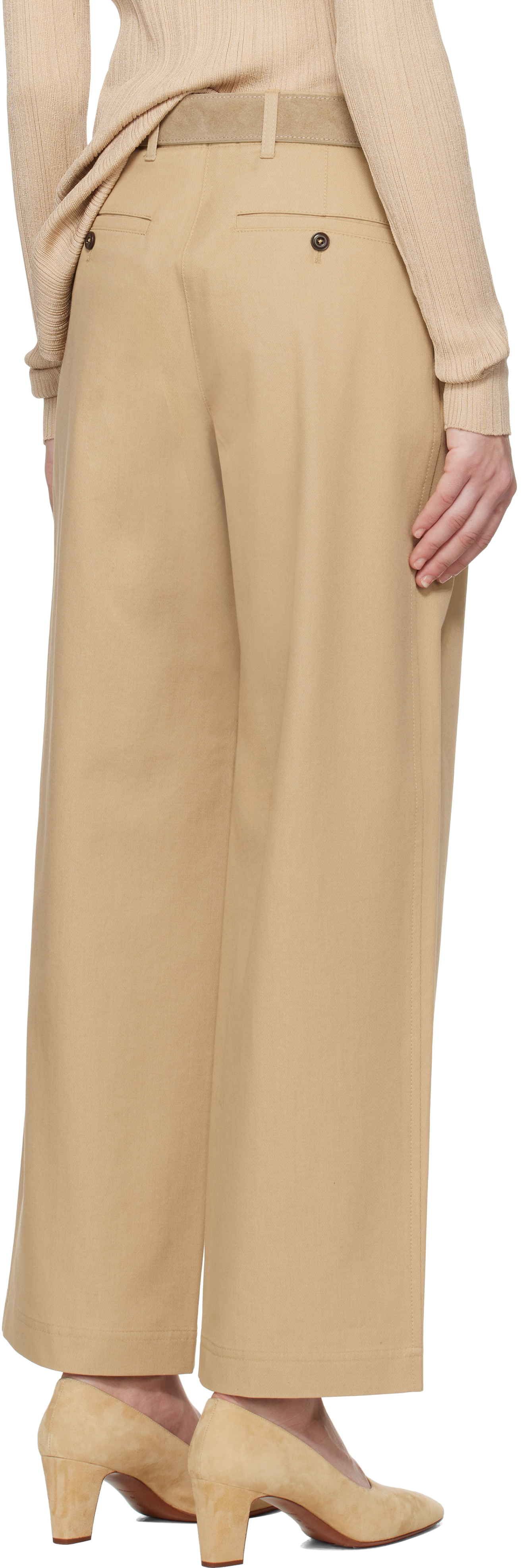 Totême Beige Relaxed Chino Trousers In Desert 272