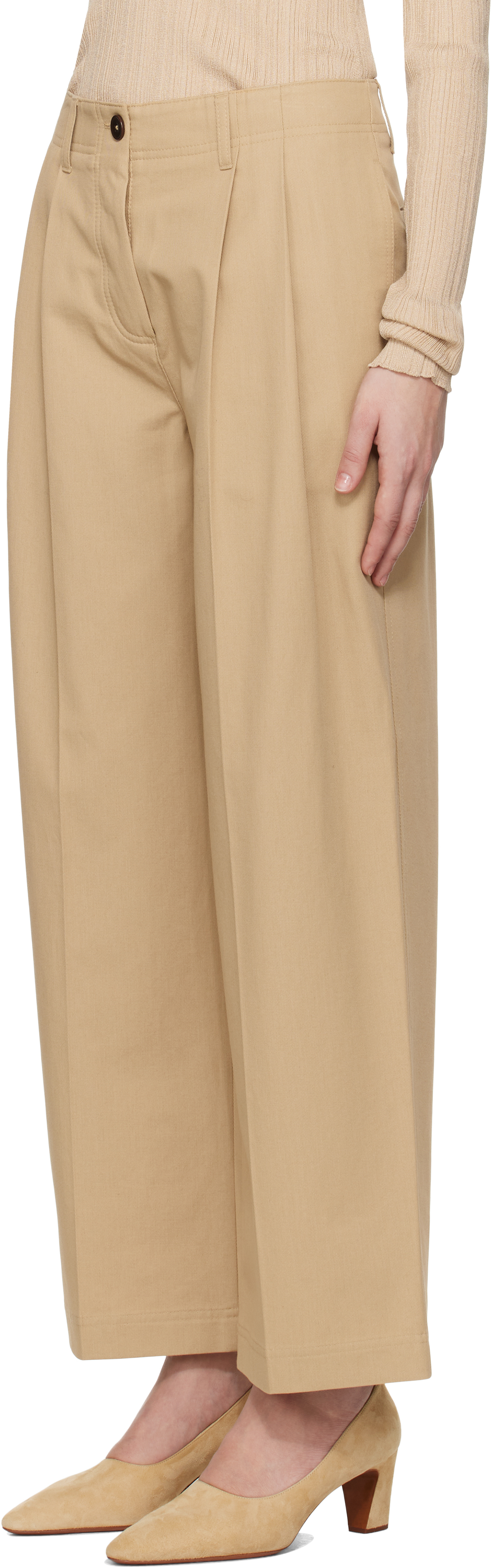 Totême Beige Relaxed Chino Trousers In Desert 272