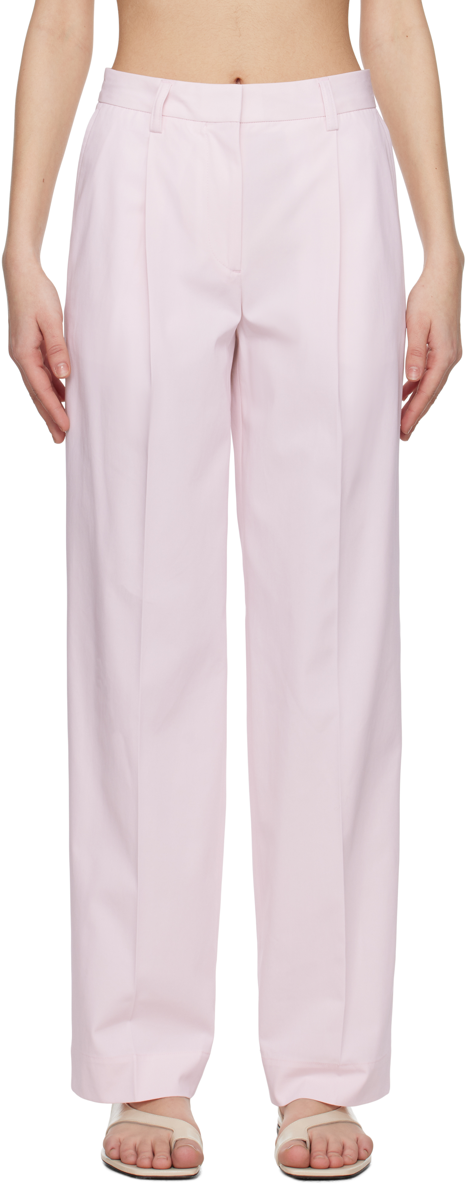 パンツ TOTEME Woman Pants Pink 252WRB0246FB0379 278 Pink Slanted Pocket Trousers by TOTEME on Sale