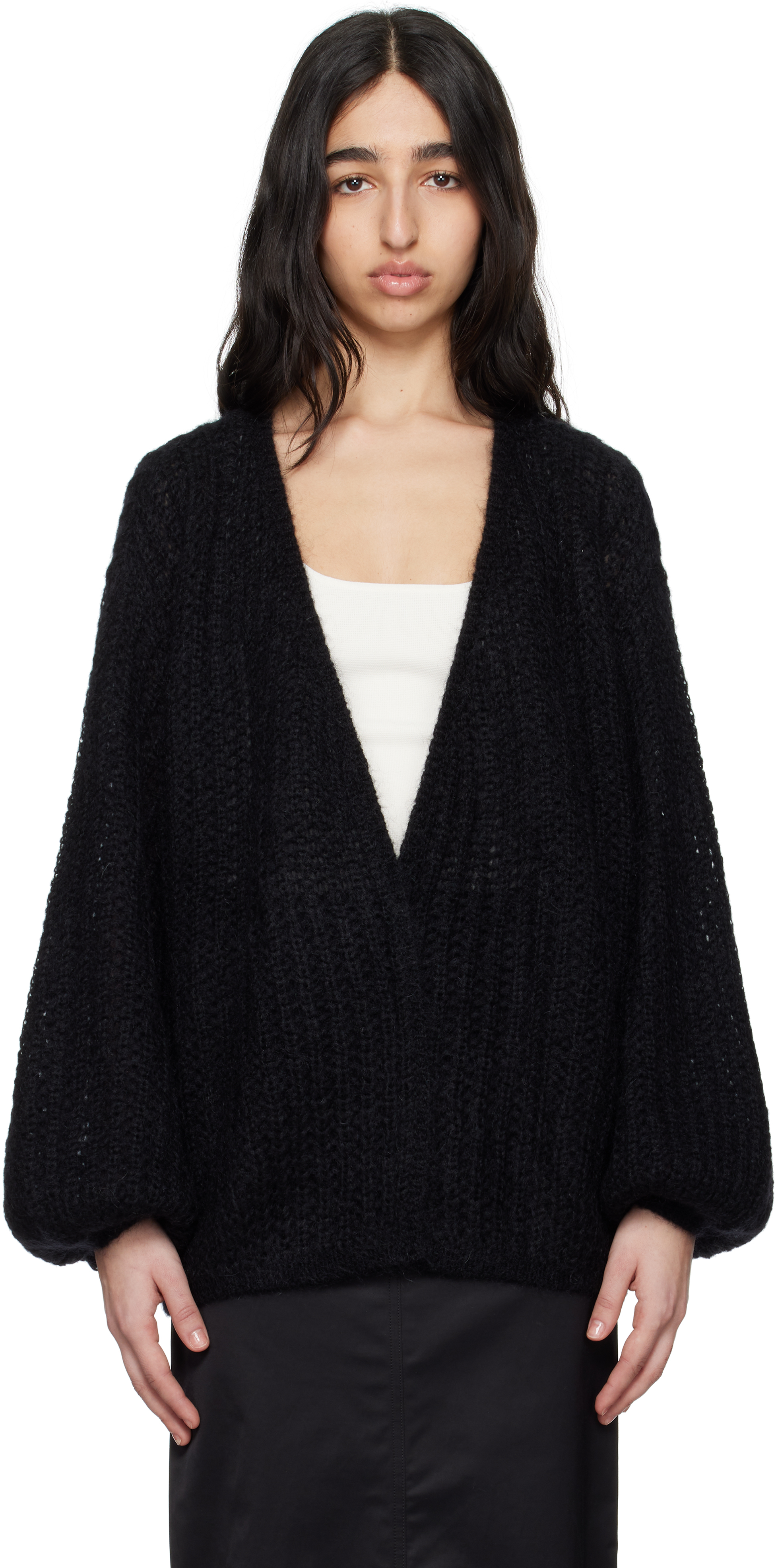 Totême Black Puffed Cardigan In Black 001