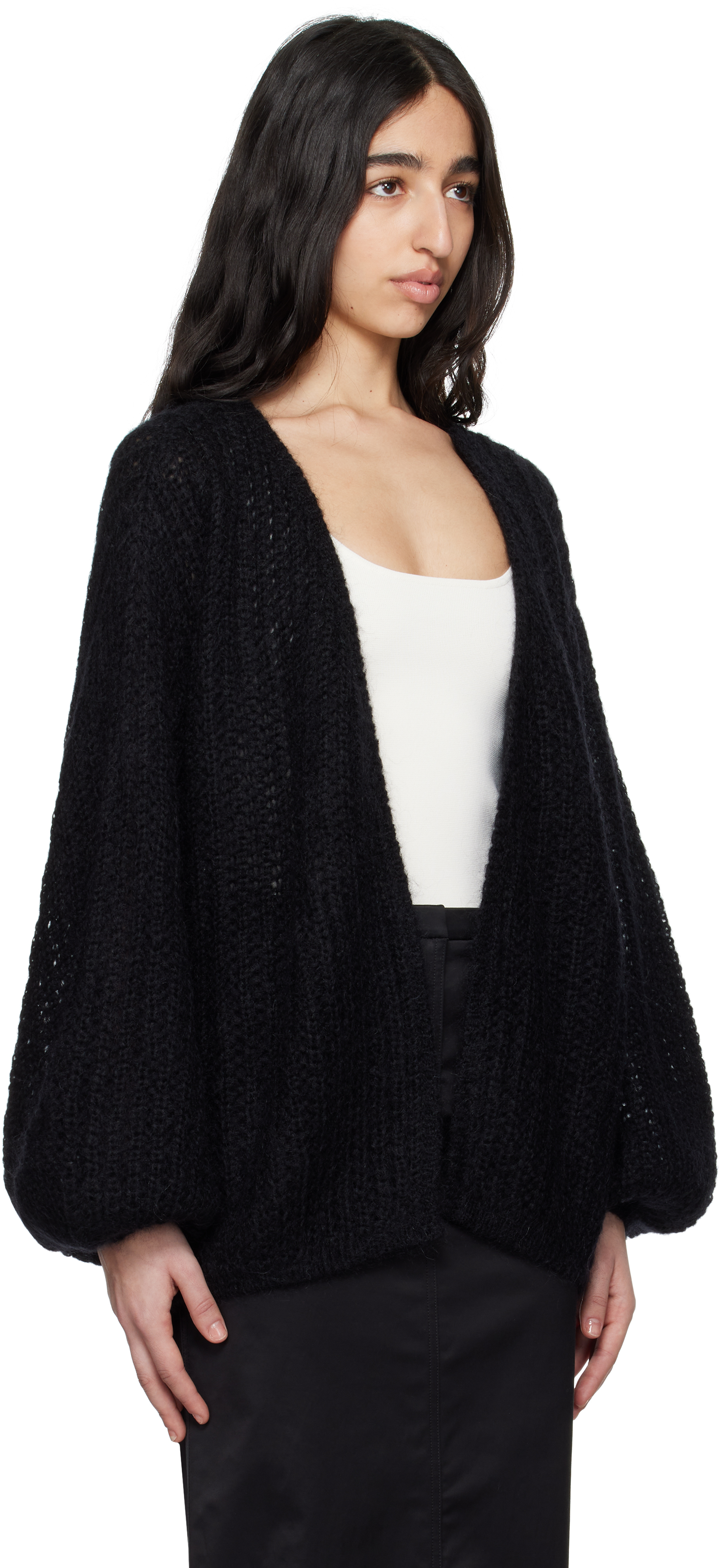 Totême Black Puffed Cardigan In Black 001