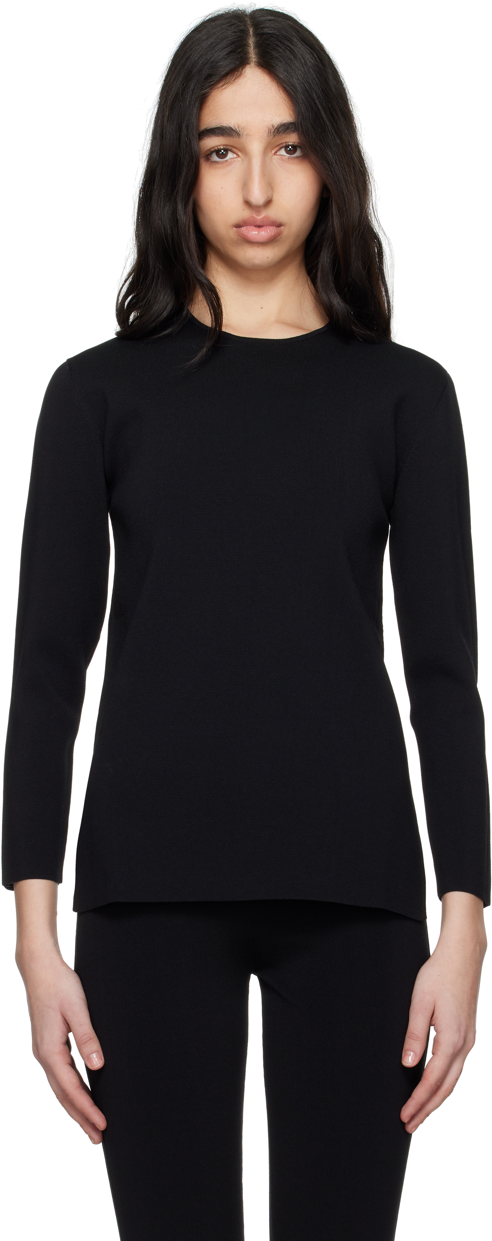 Totême Compact Knit Crewneck Sweater In Black 001
