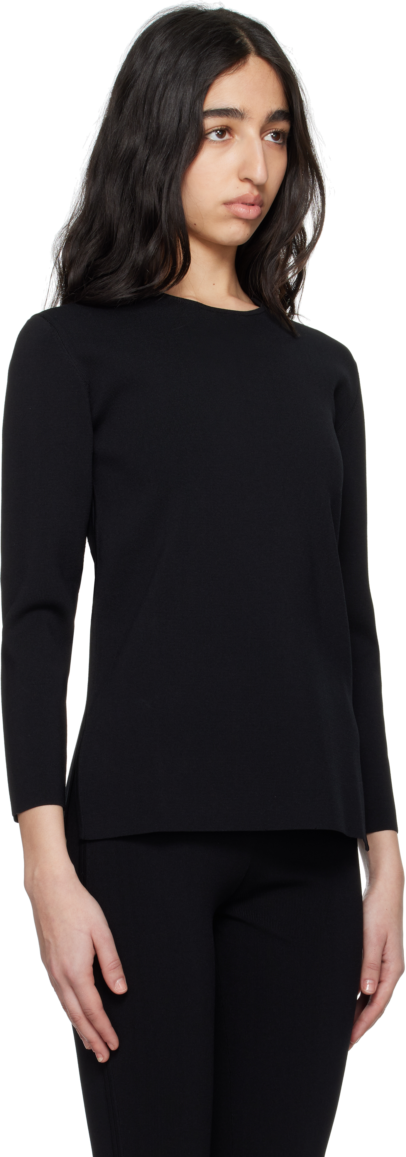 Totême Compact Knit Crewneck Sweater In Black 001
