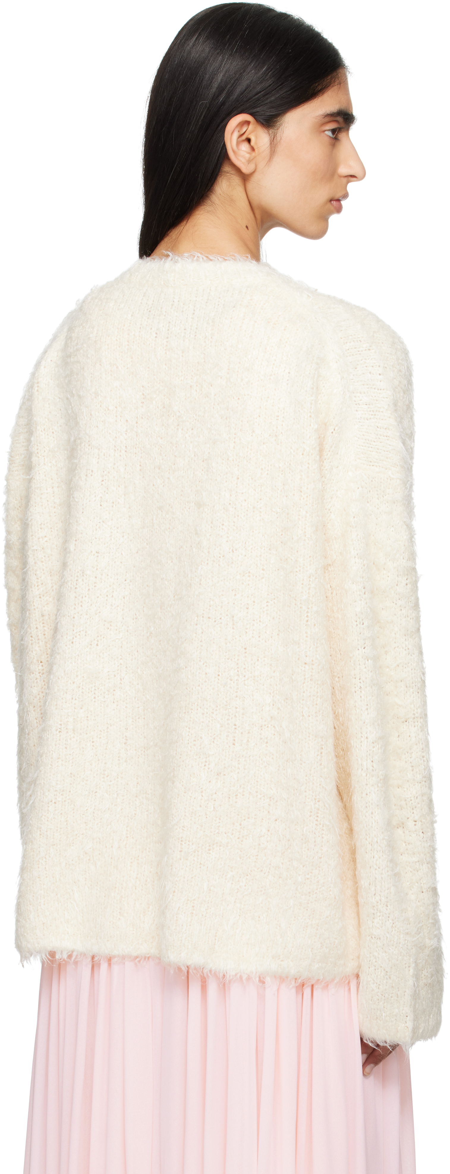 Totême Beige Boxy Silk Knit Sweater In Cream 055