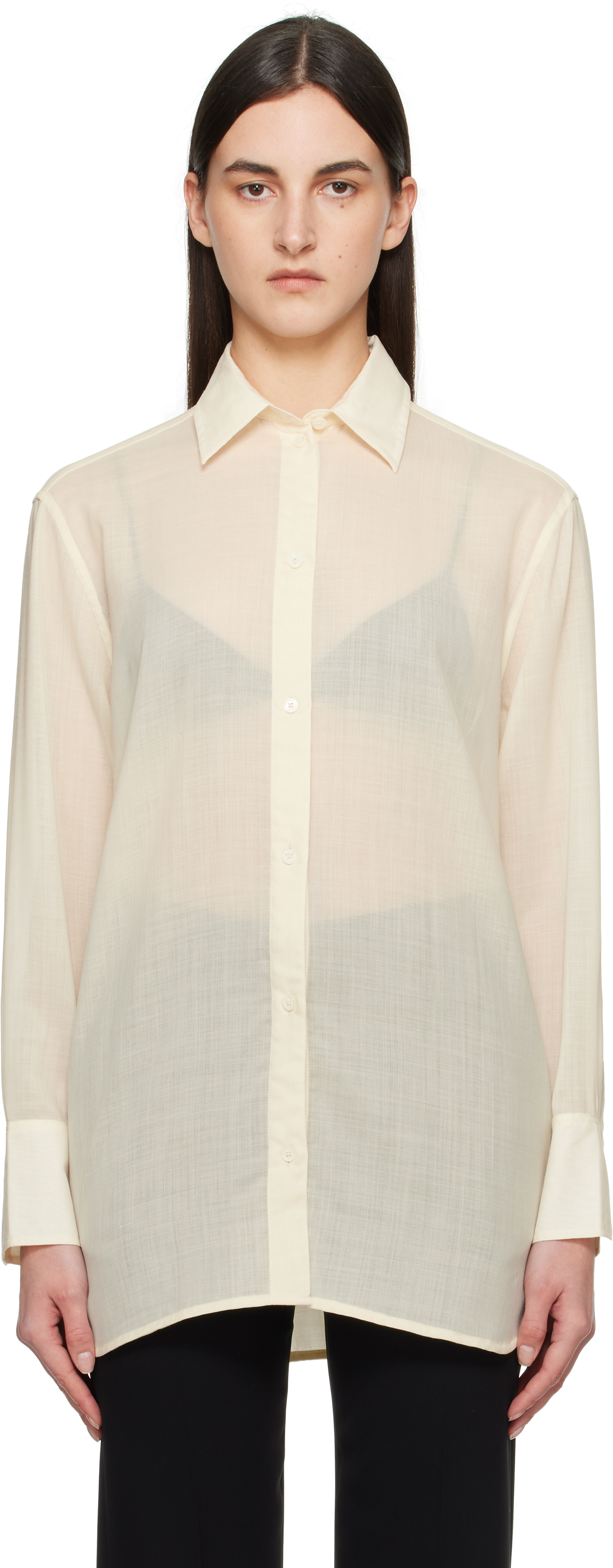 Beige Relaxed Voile Shirt