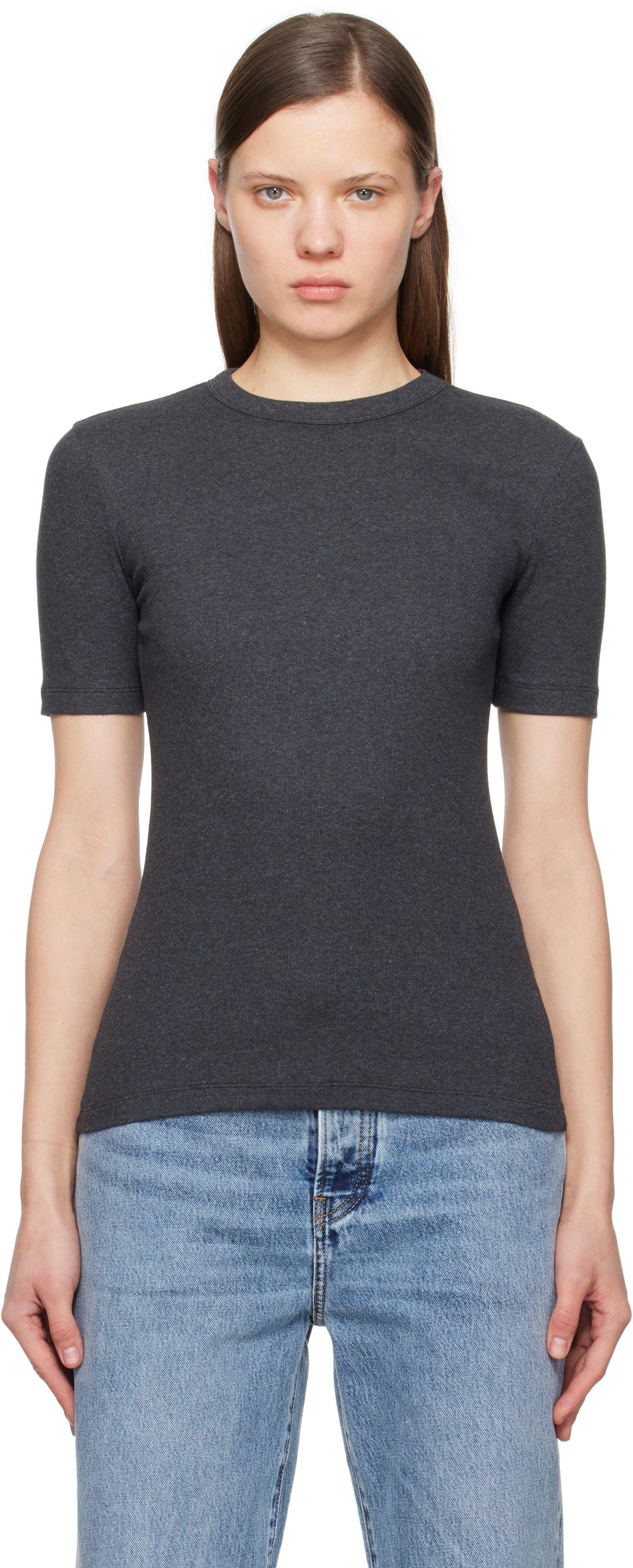 TOTEME: Gray Classic Rib T-shirt | SSENSE