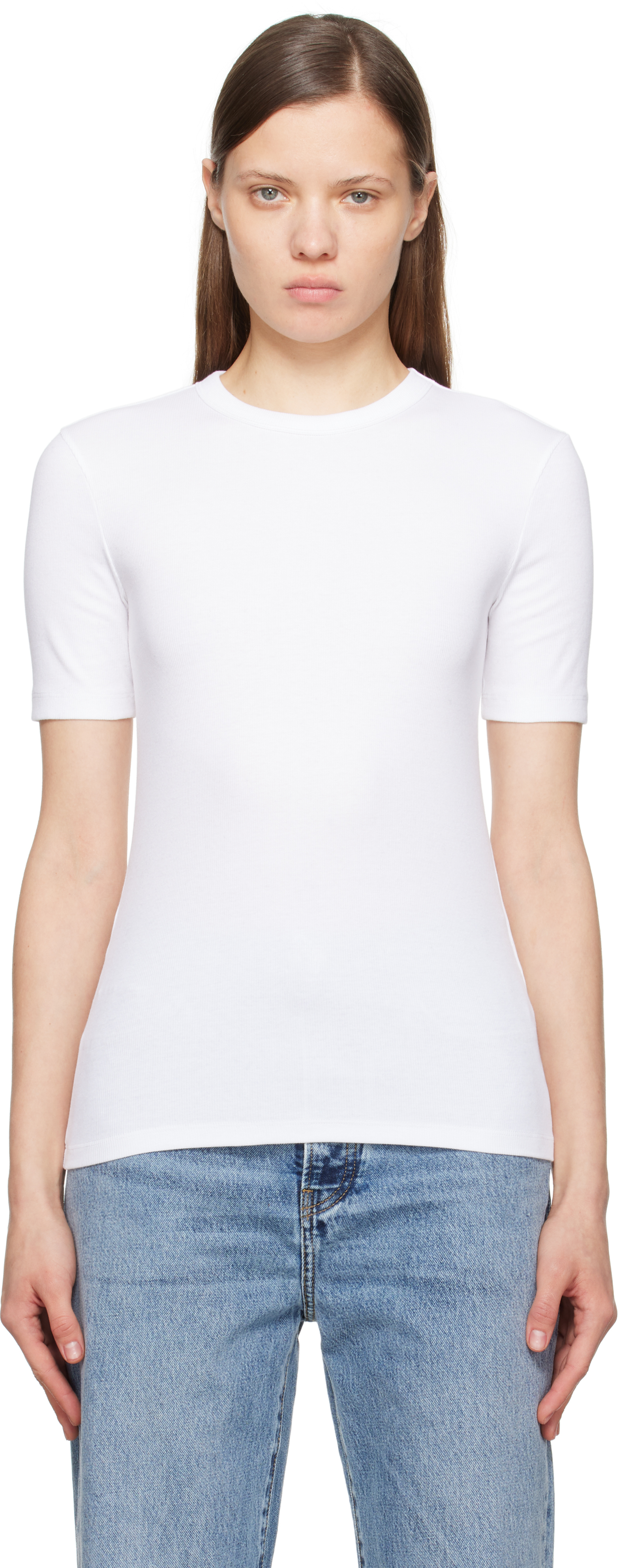 Totême White Classic Rib T-shirt In White 047