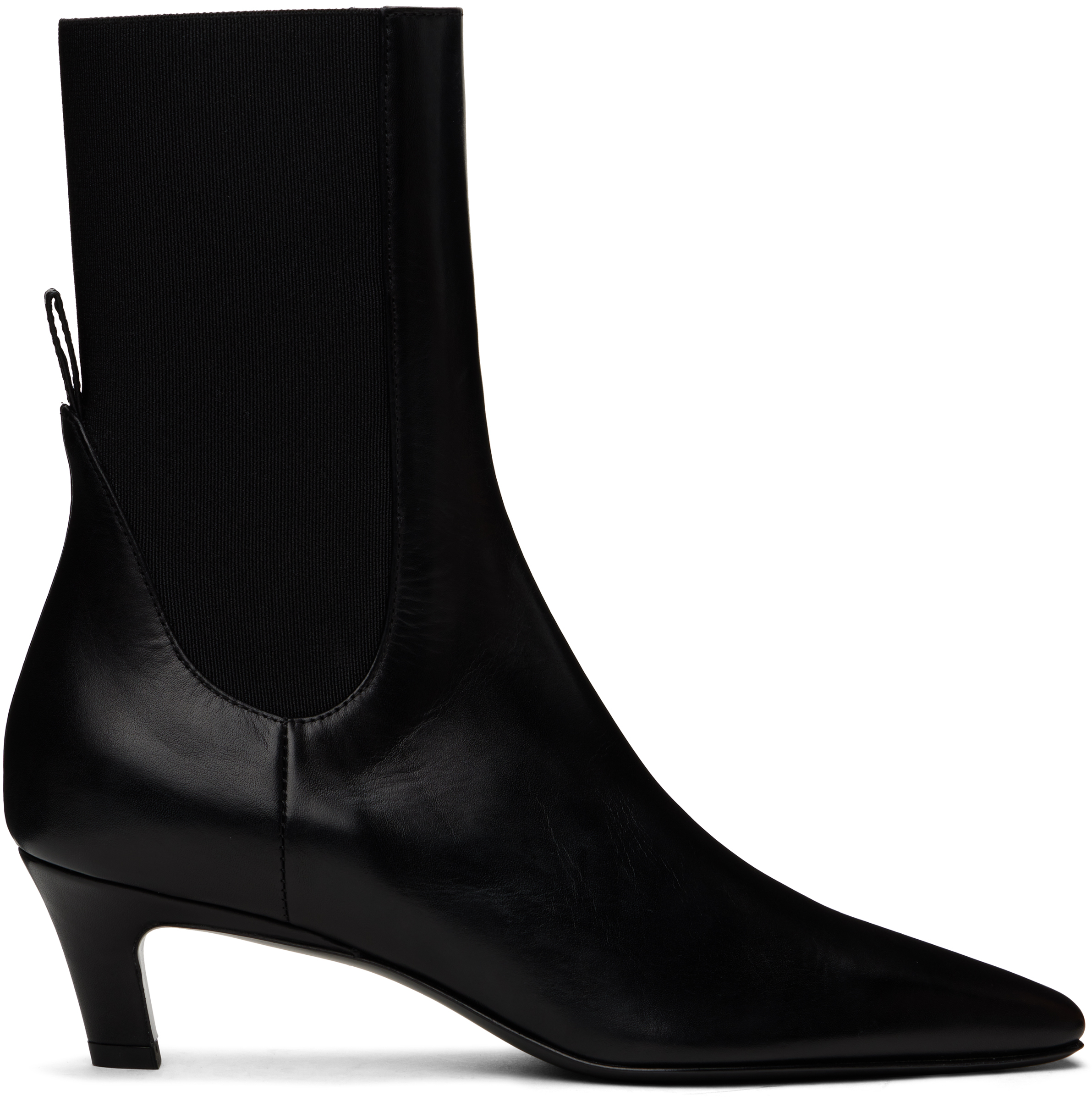 TOTÊME BLACK LEATHER MID-HEEL BOOTS 