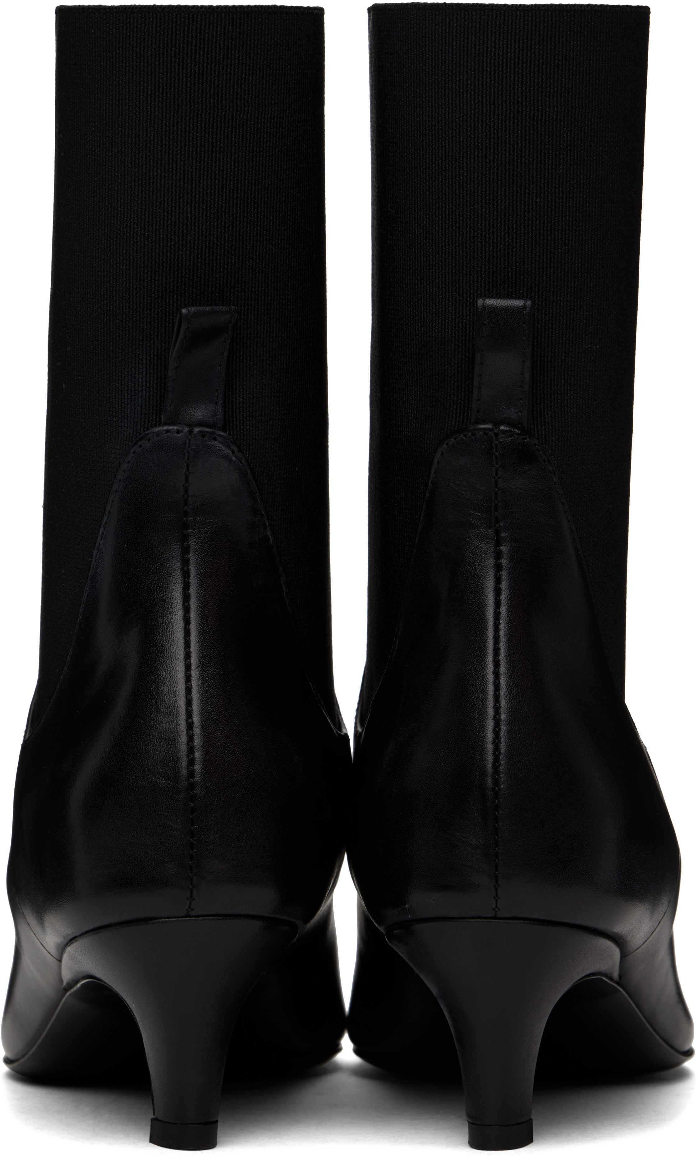 TOTÊME BLACK LEATHER MID-HEEL BOOTS 