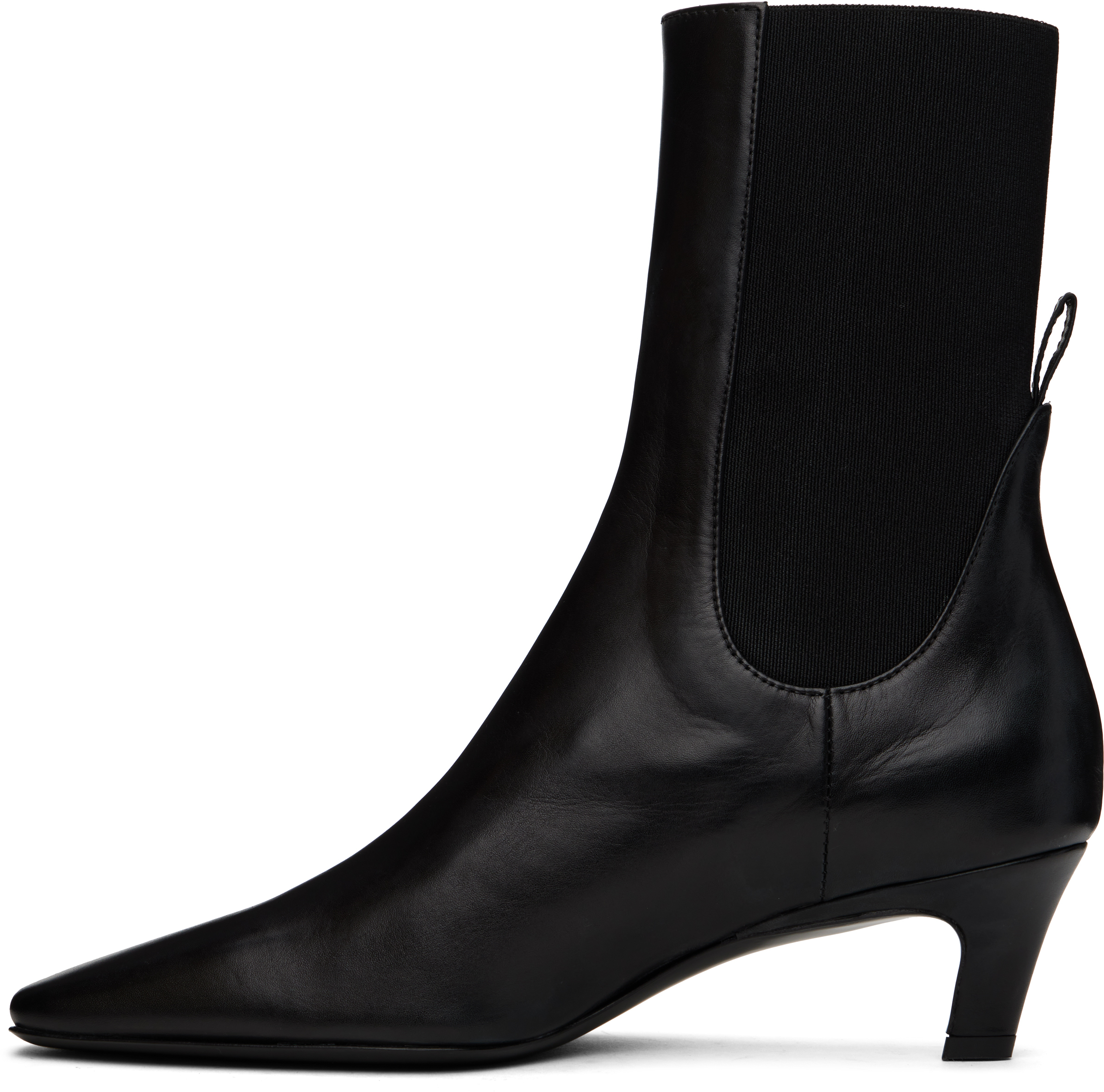 TOTÊME BLACK LEATHER MID-HEEL BOOTS 