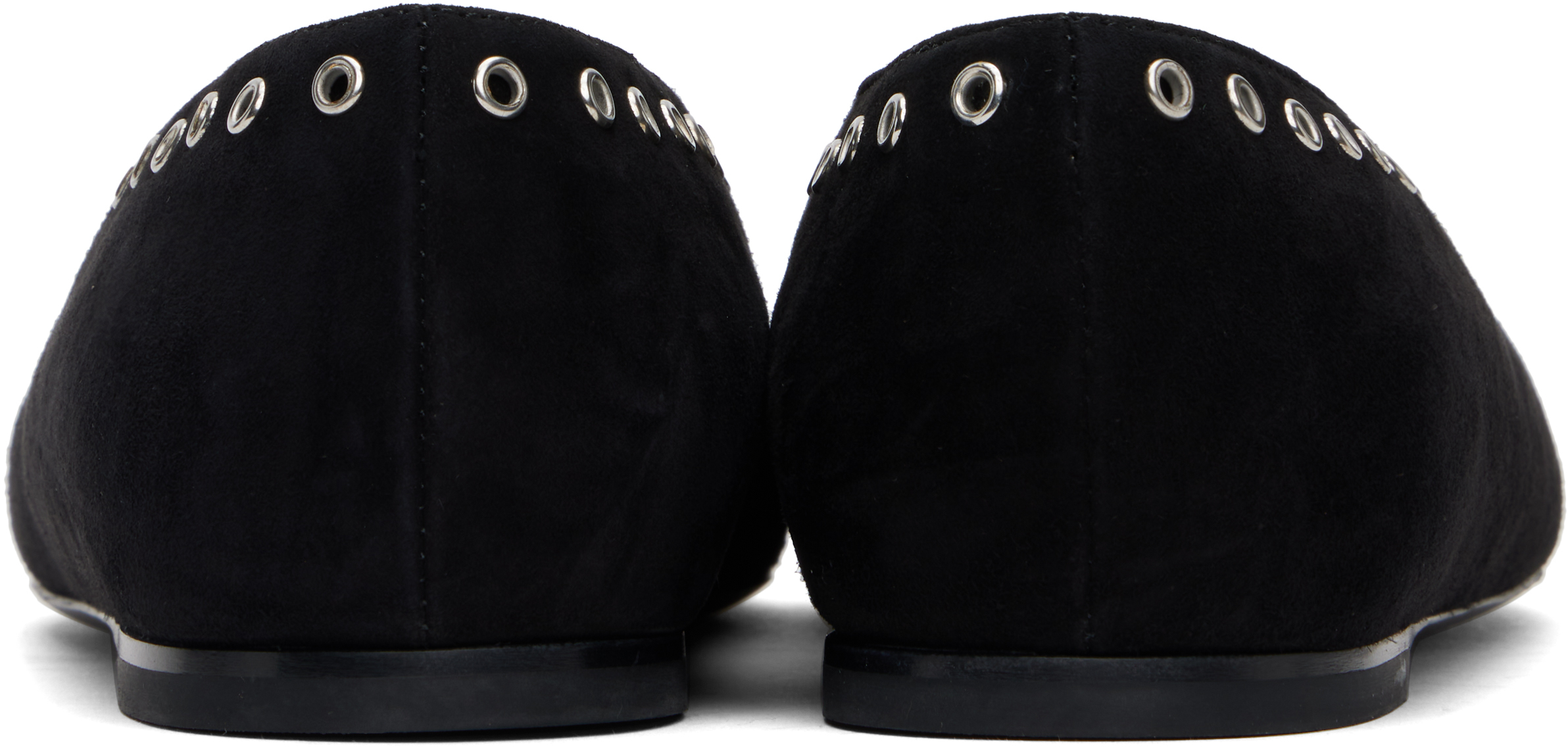 Totême Lace-up Eyelet-embellished Suede Ballet Flats In Black 001