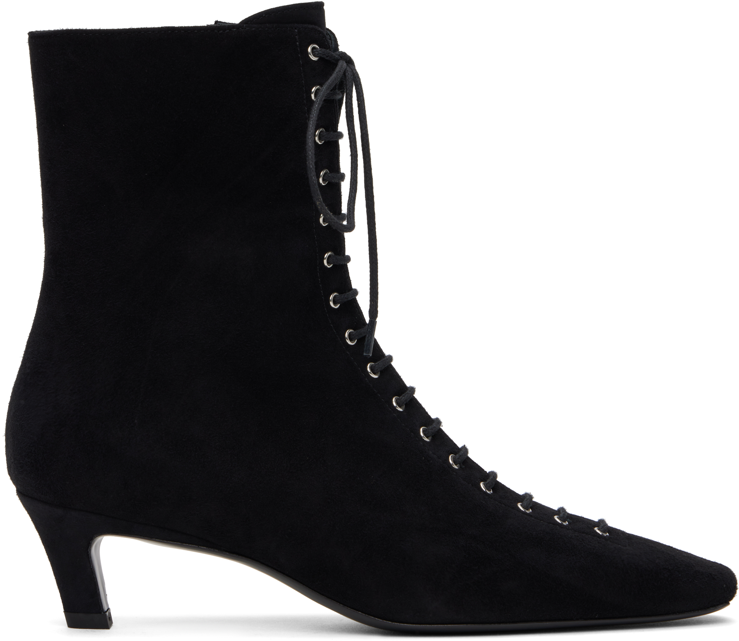 Black Suede Lace-Up Boots