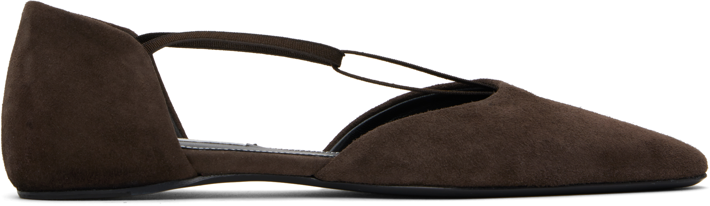 Brown Suede T-Strap Ballerina Flats