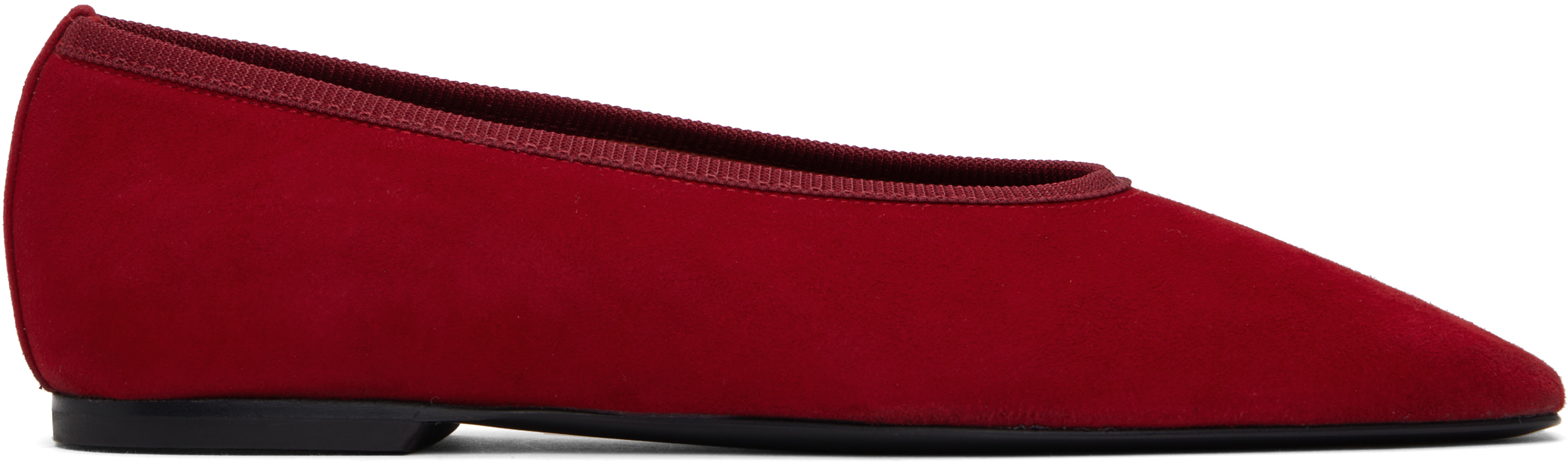TOTEME: Red Minimalist Suede Ballerina Flats | SSENSE