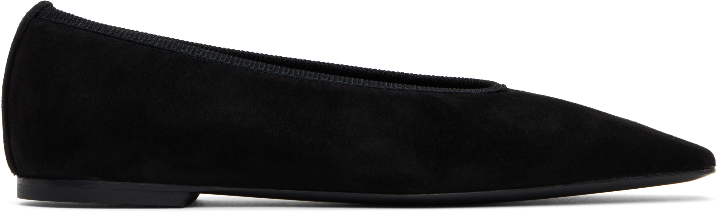 Black Minimalist Suede Ballerina Flats