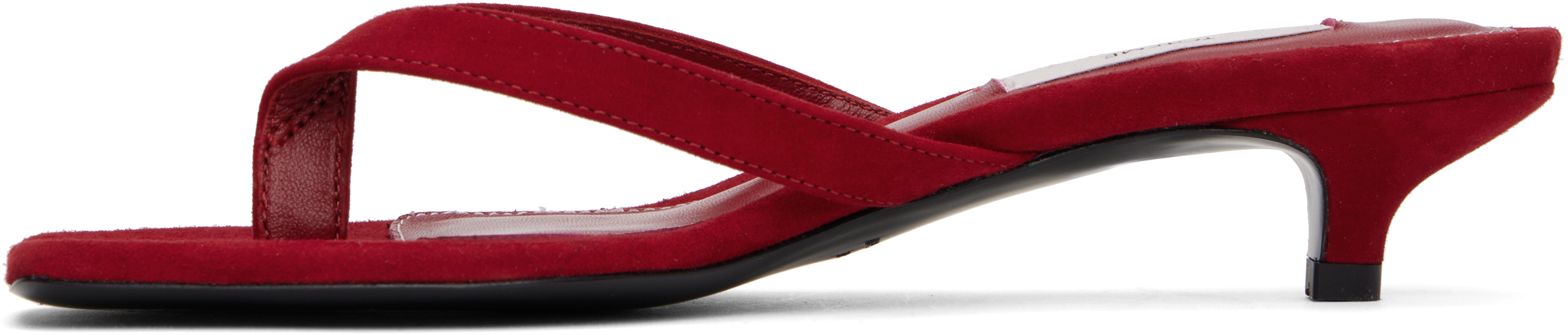 Totême Suede Heeled Flip Flops Scarlet In Scarlet 076
