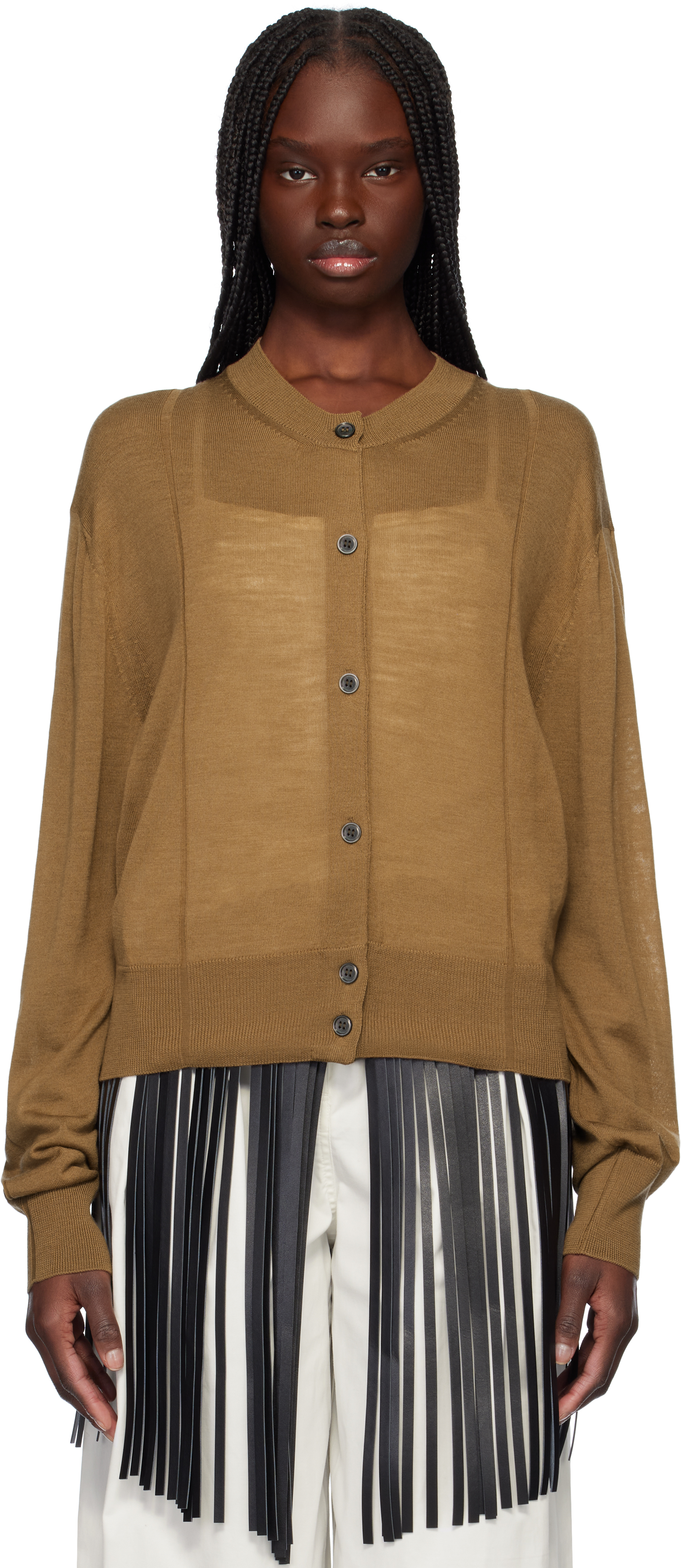 トップス ssstein Sheer Knit Crew Neck Cardigan ssstein Sheer Knit Crew Neck Cardigan