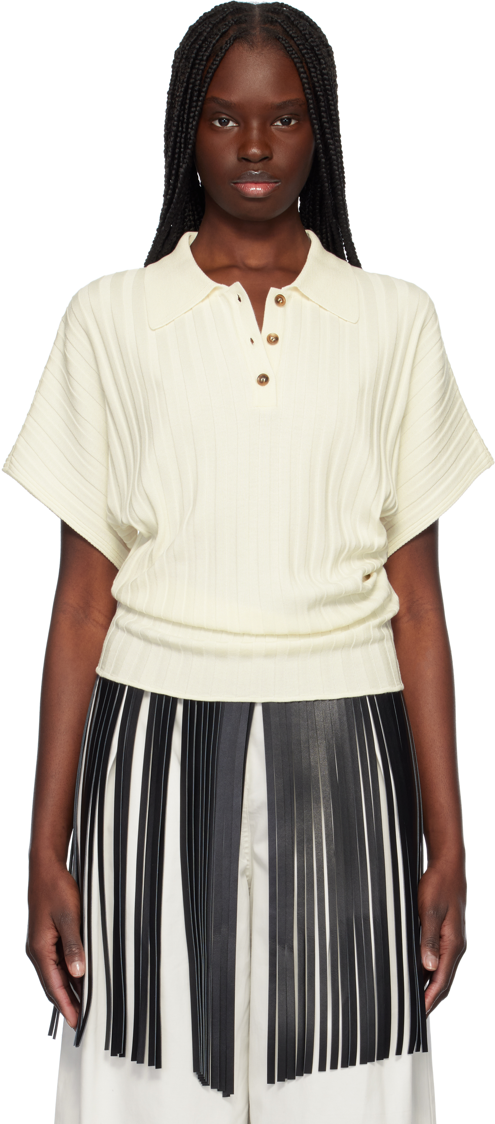 Off-White Dolman Sleeves Knit Polo by RECTO on Sale