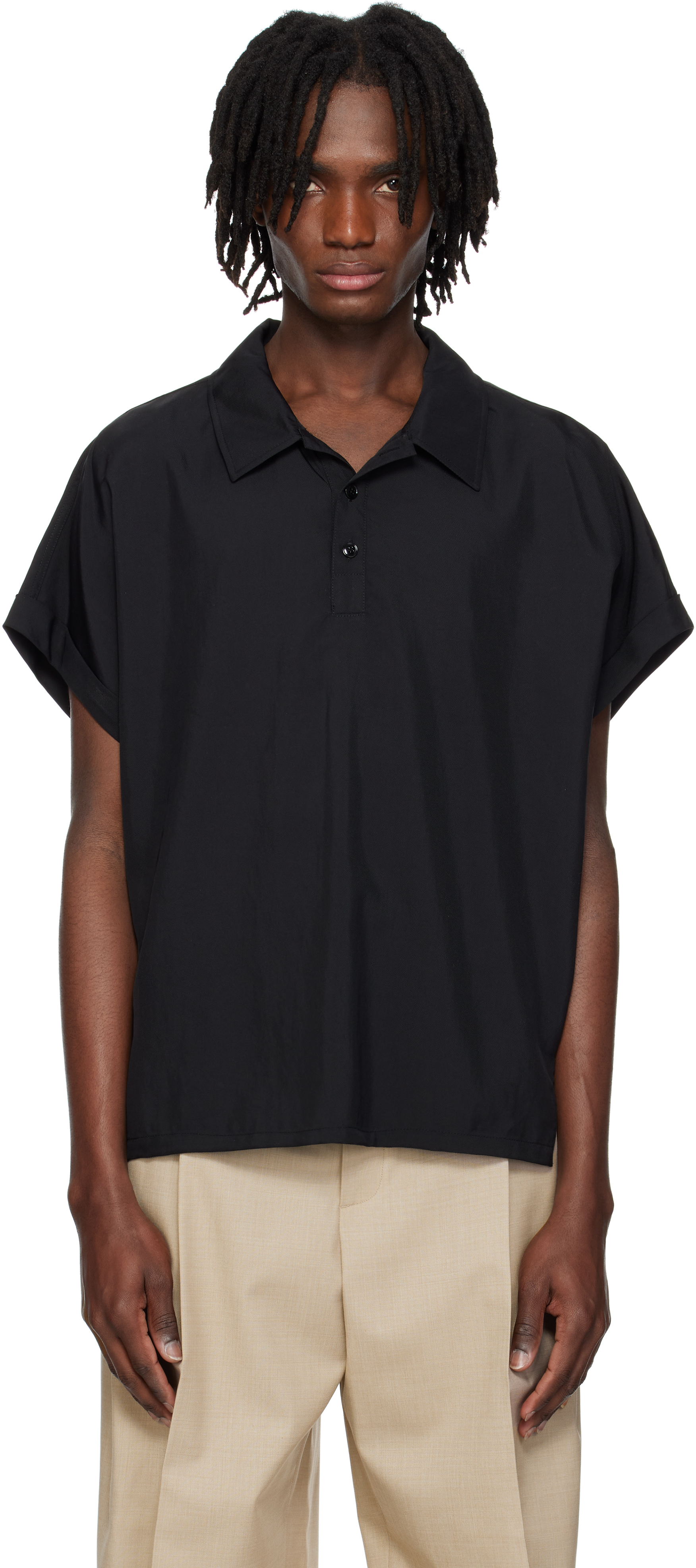 Black Dolman Sleeve Polo