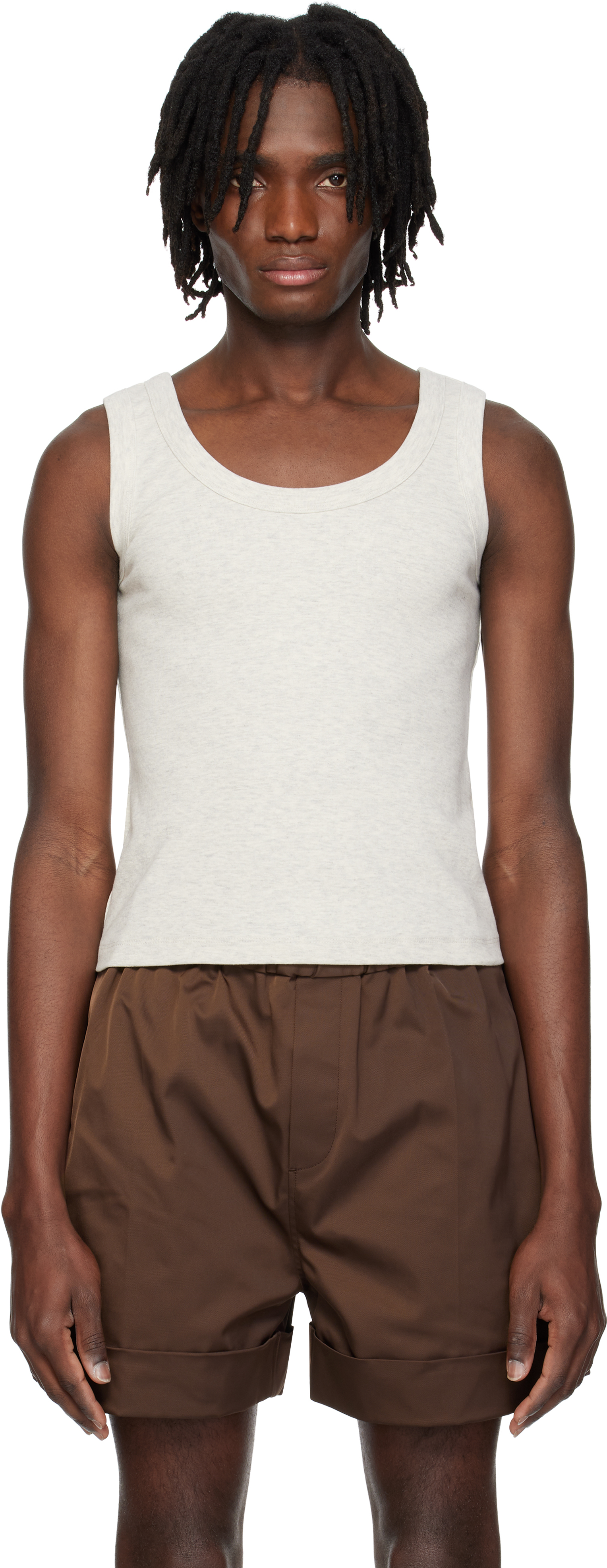 Gray Scoop Neck Jersey Tank Top