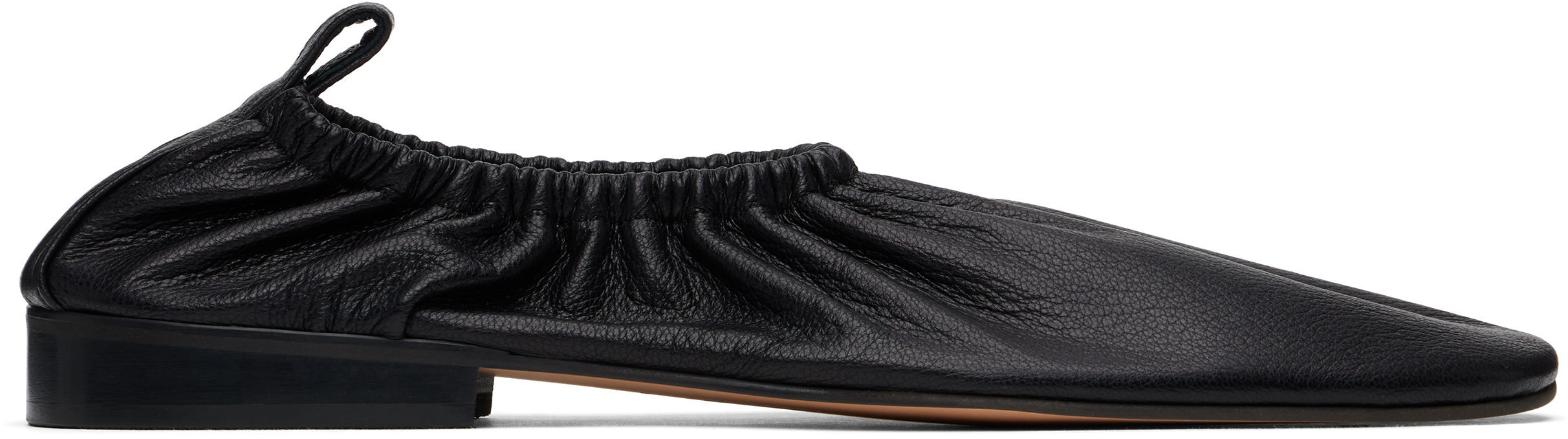 Black Gathered Slip-on Loafers