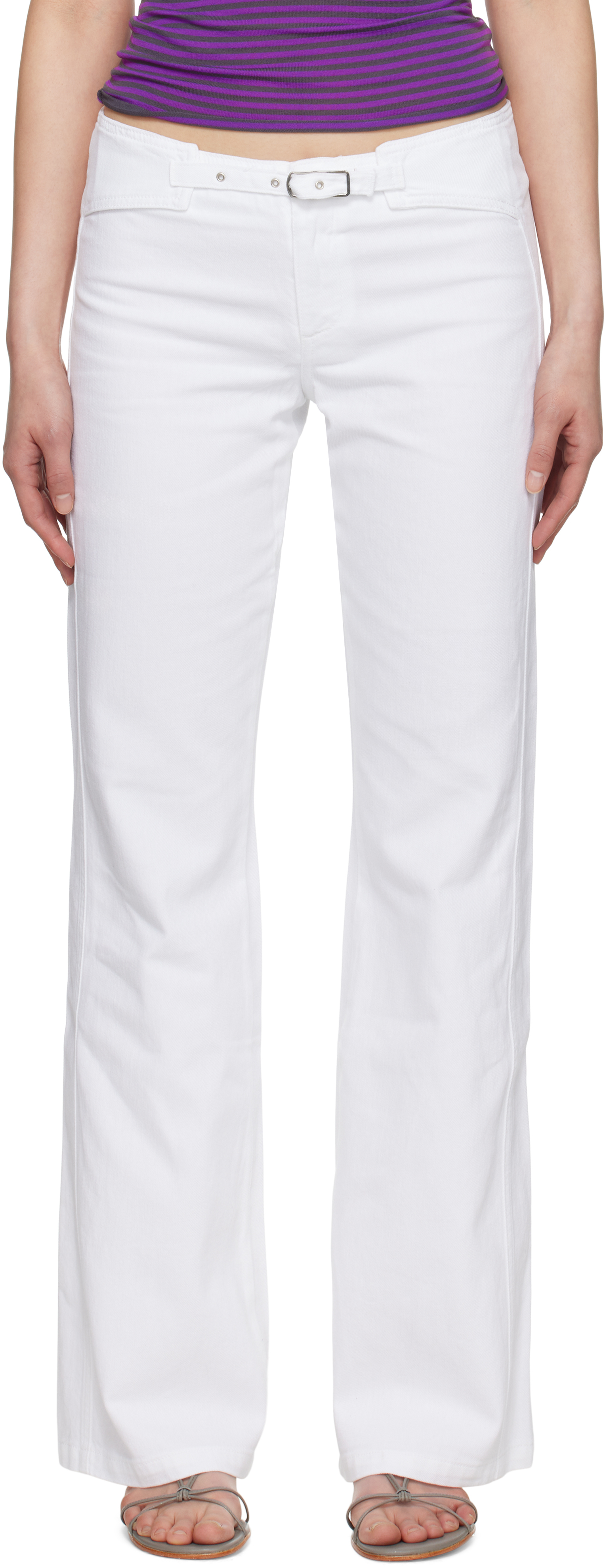 【関税込み】Gimaguas SSENSE限定 ホワイト Nicole デニムパンツ SSENSE Exclusive White Nicole Denim Trousers by Gimaguas on Sale