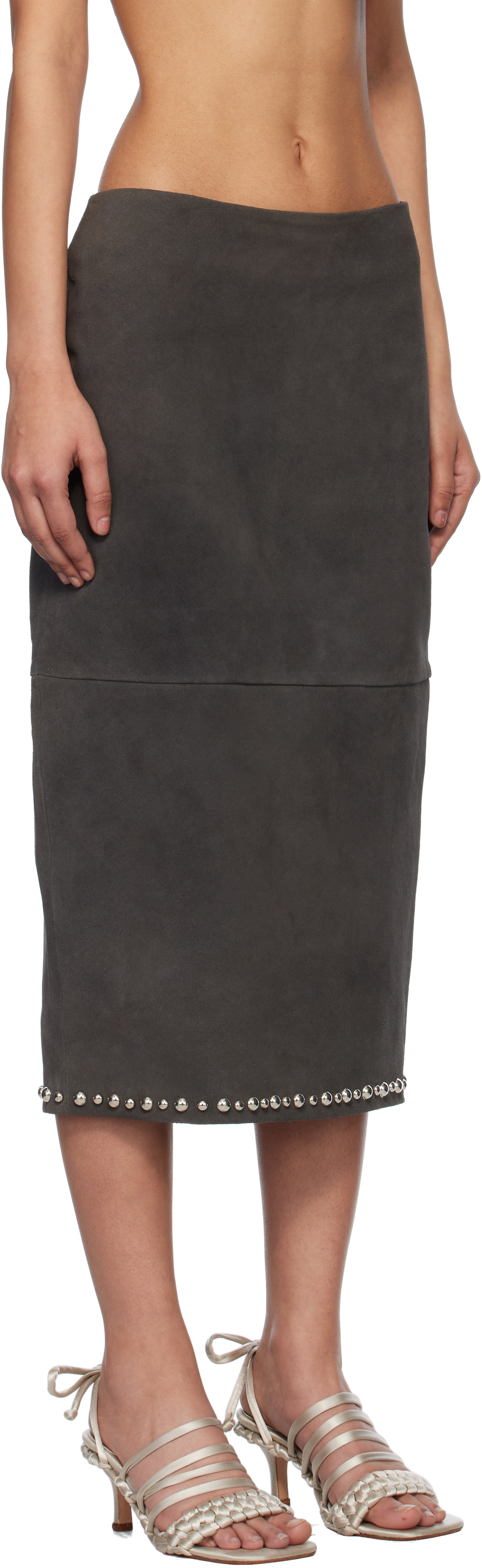 Gimaguas Gray Bella Suede Maxi Skirt In Black