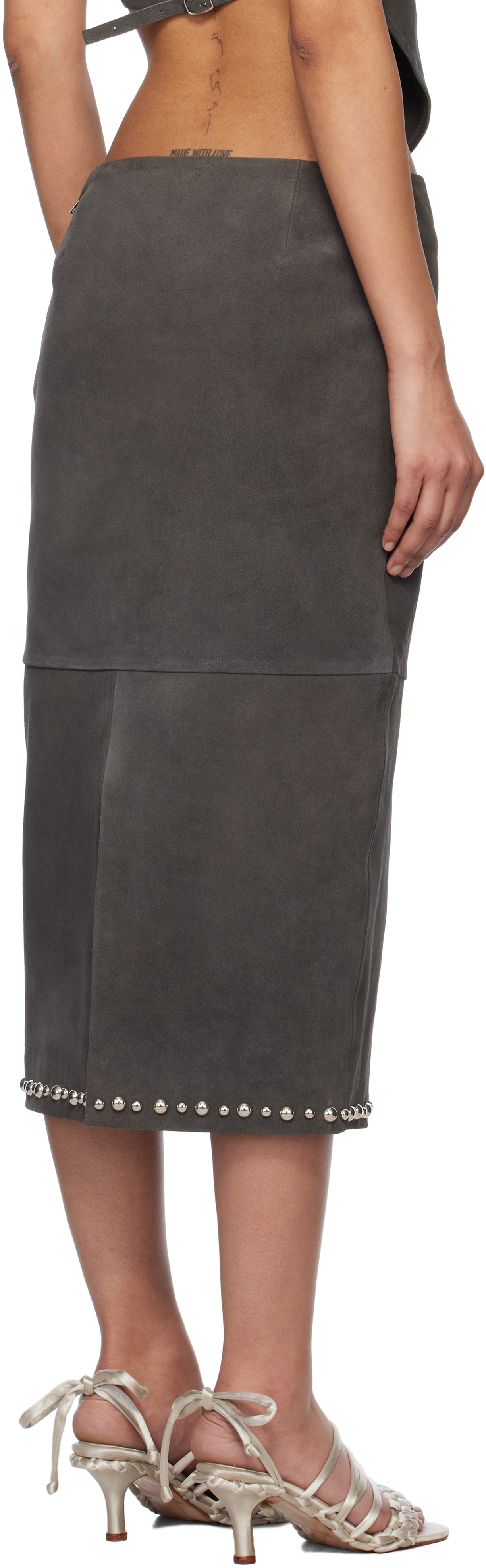 Gimaguas Gray Bella Suede Maxi Skirt In Black