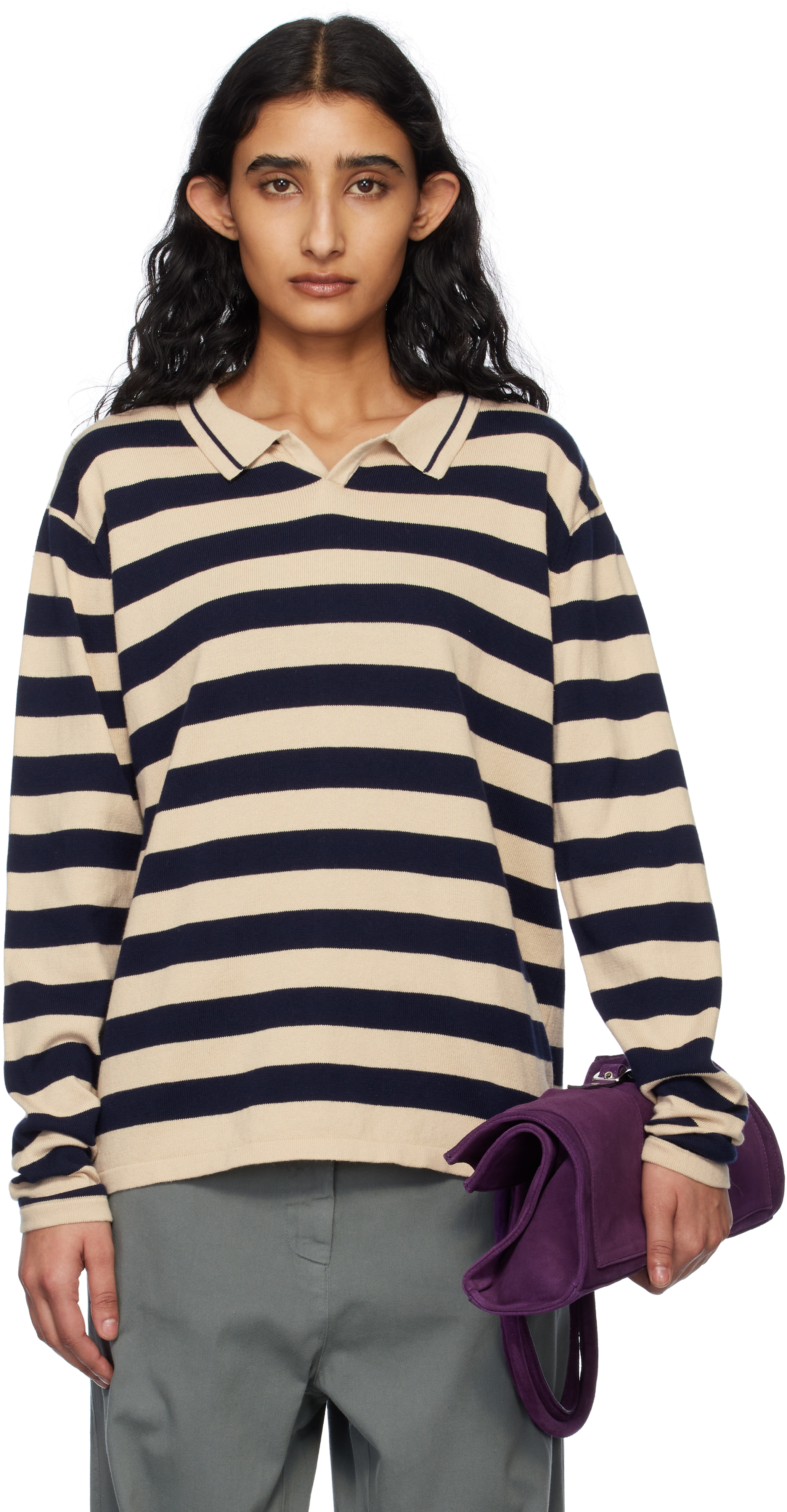 Beige & Navy Leo Polo