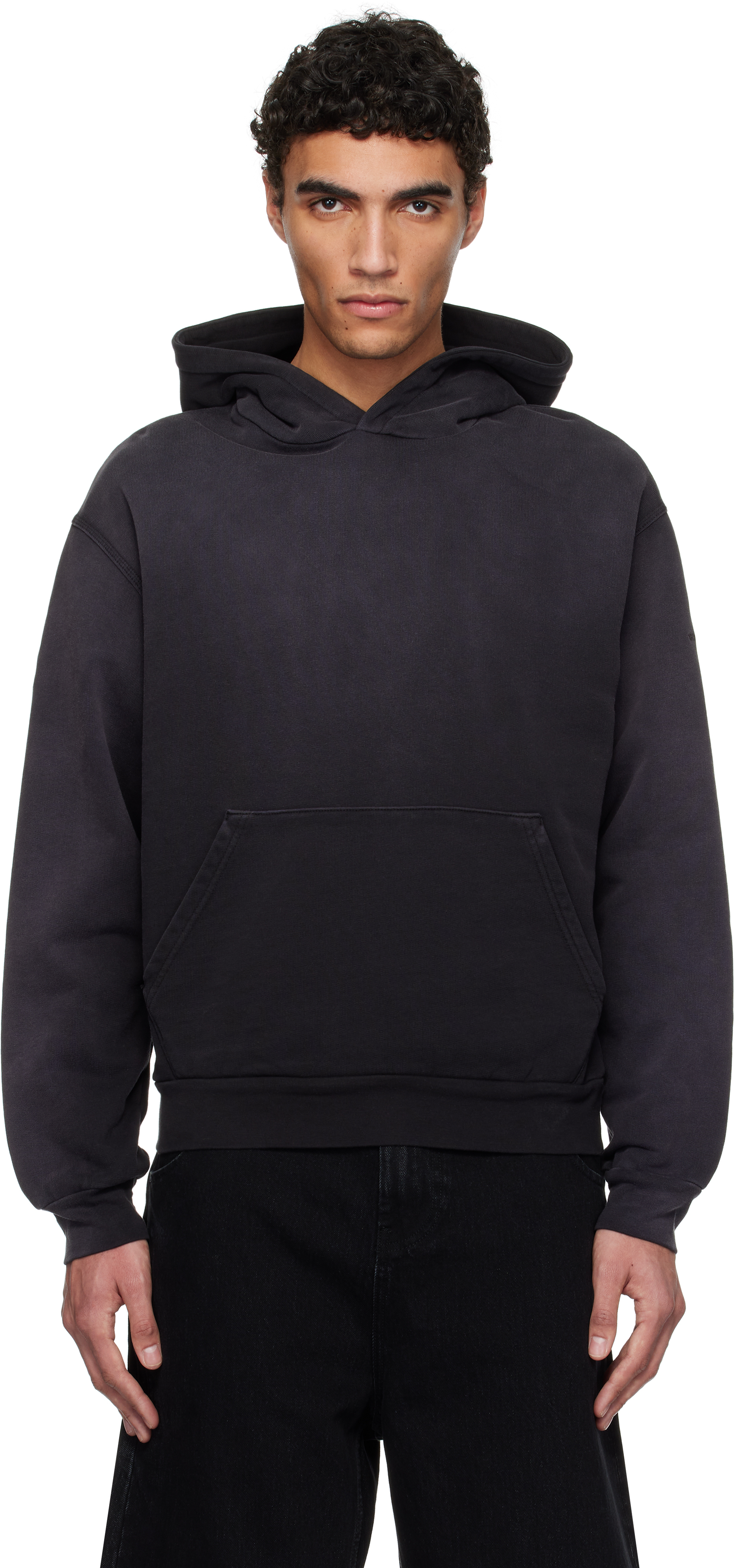 Black Garment Dye Boxy Hoodie