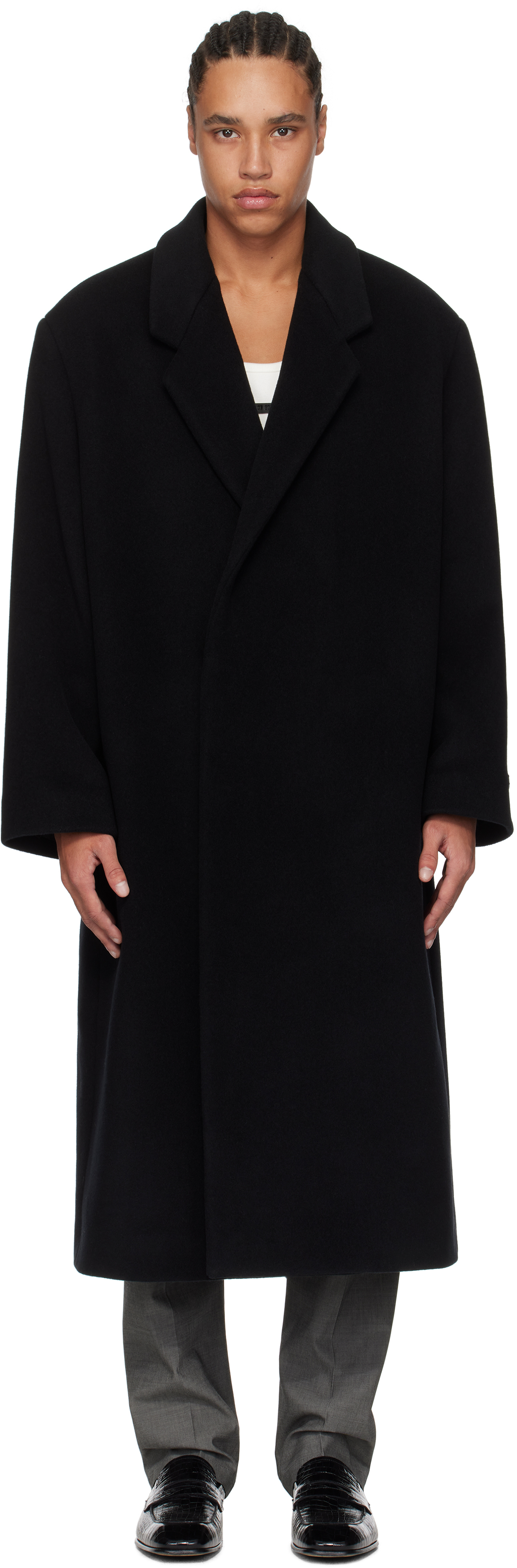 Black Melton Wool Coat