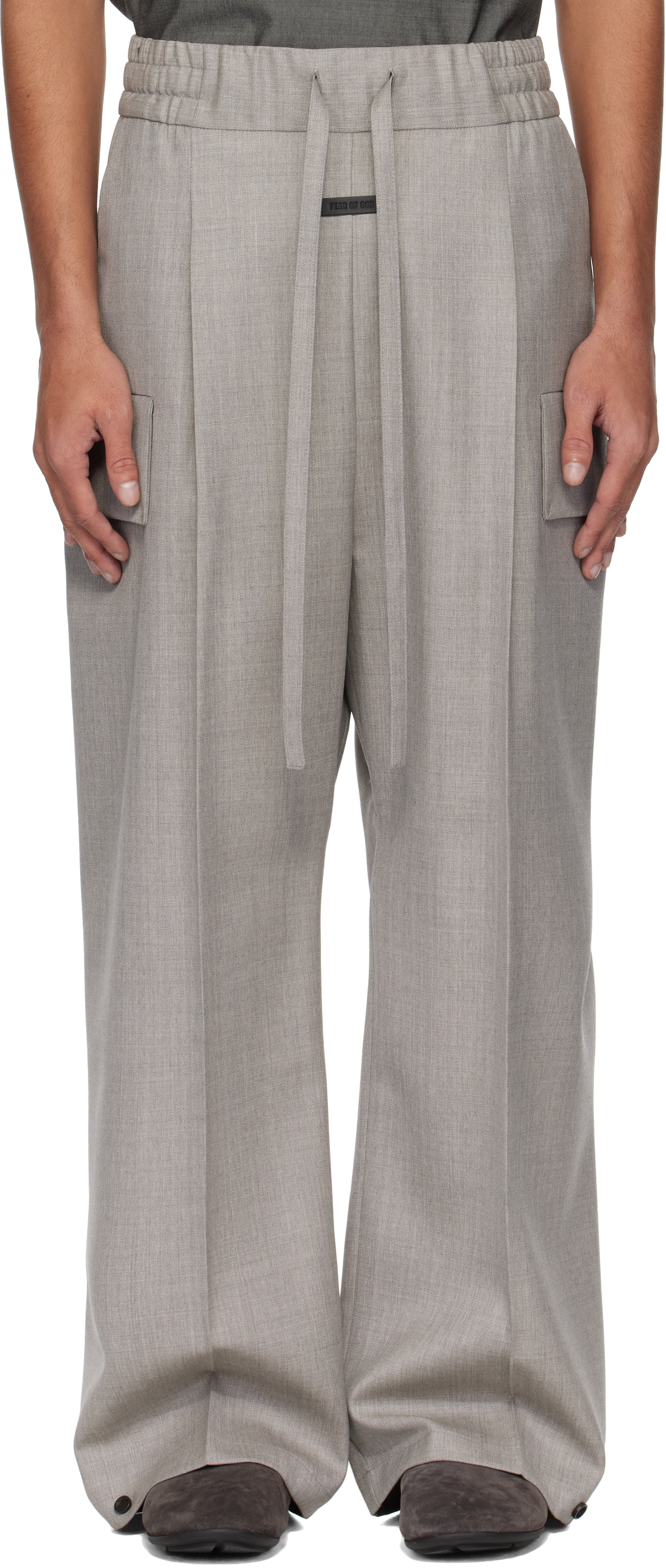 Gray Wide Leg Cargo Pants