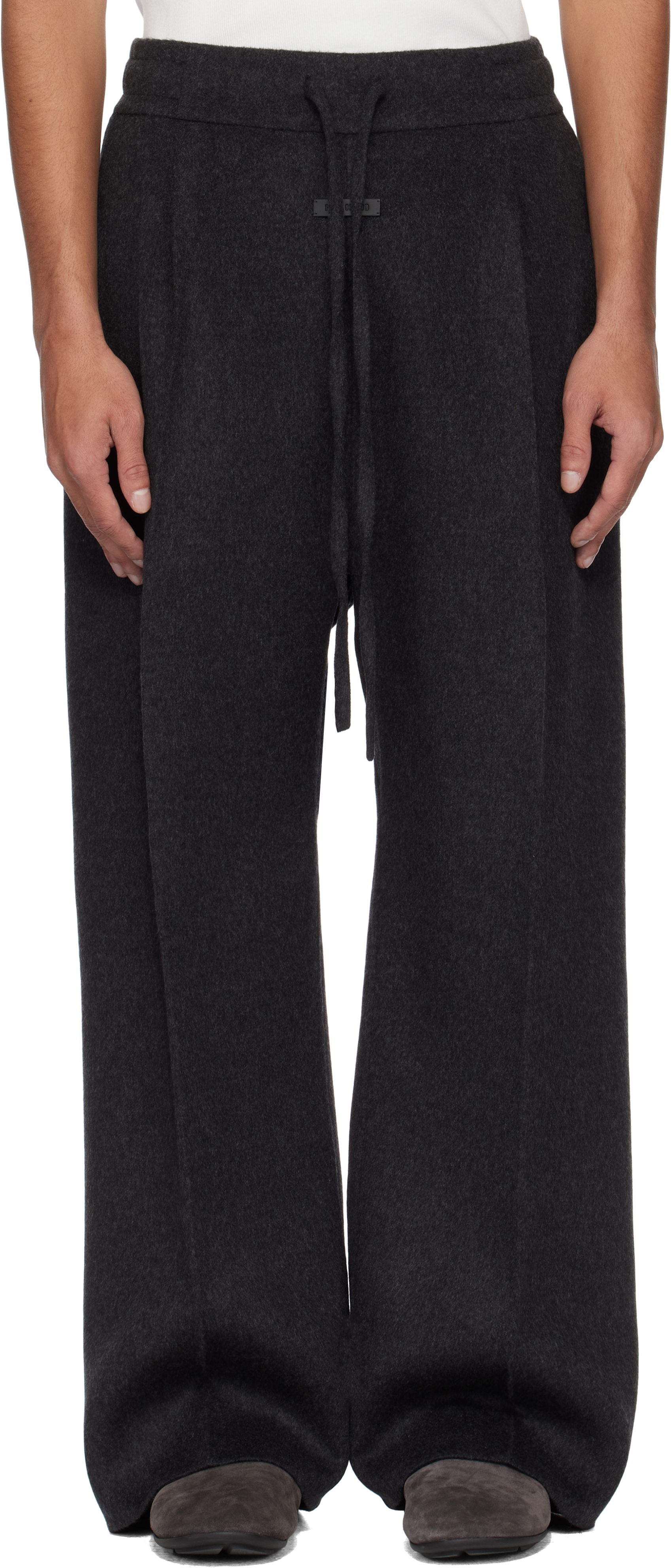 Gray Drawstring Wide Leg Trousers