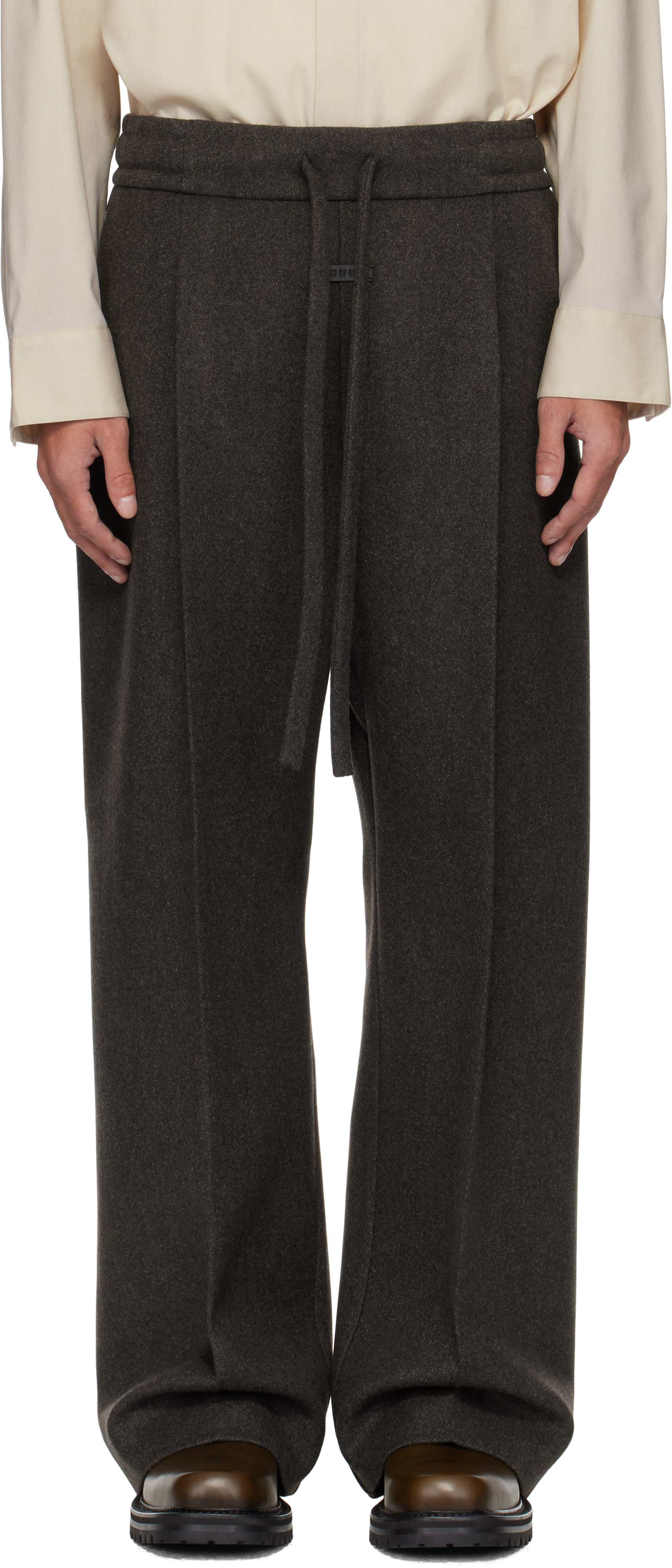 Gray Drawstring Wide Leg Trousers