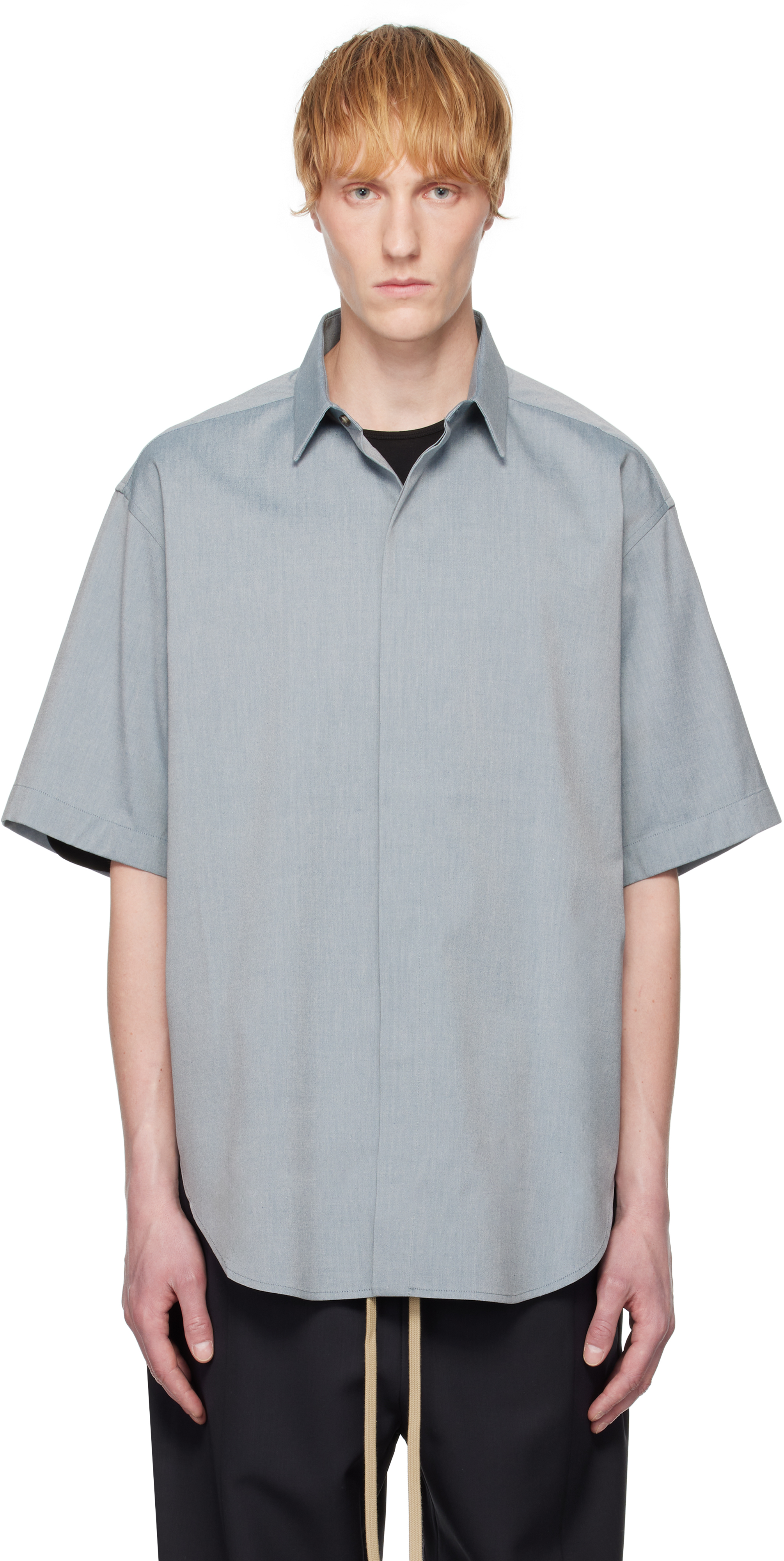 Fear Of God Blue Short Sleeve Oxford Shirt