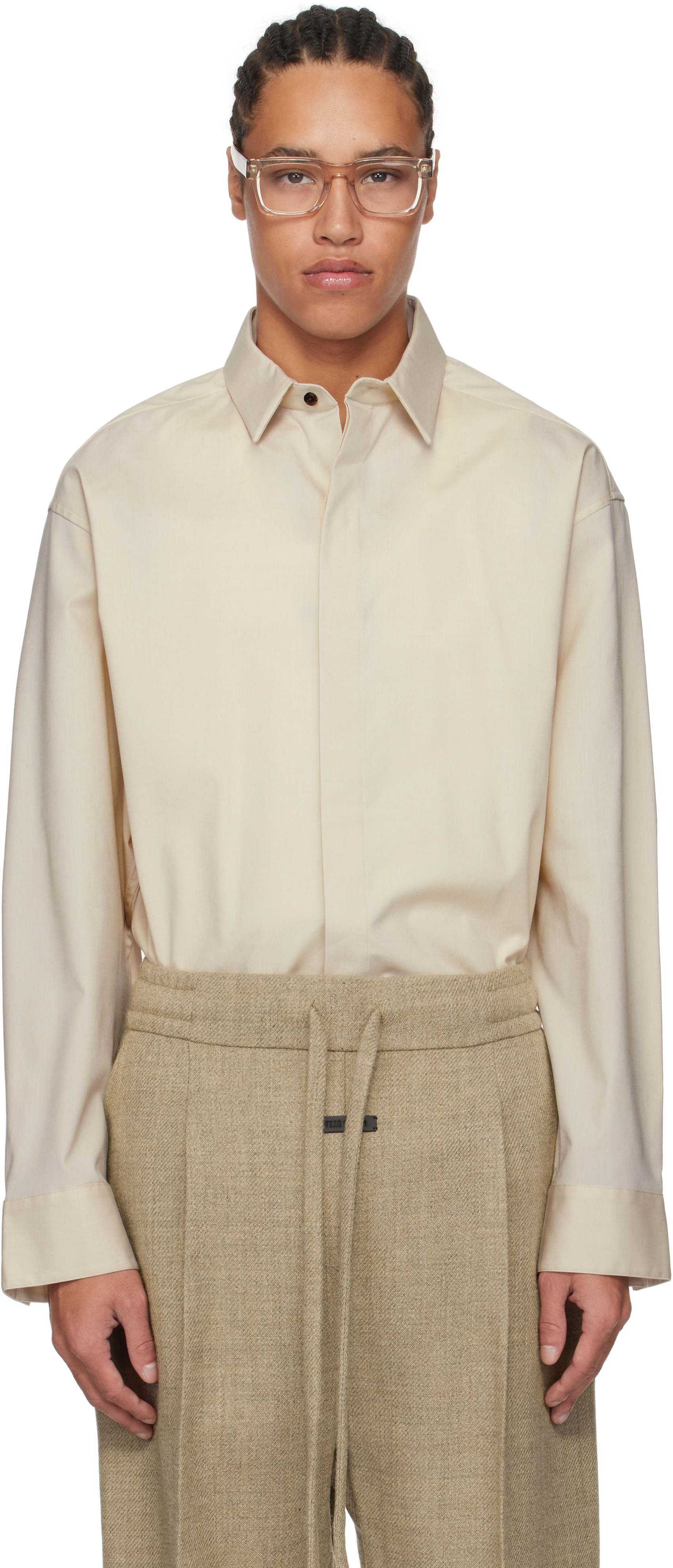 Beige Oxford Button Up Shirt