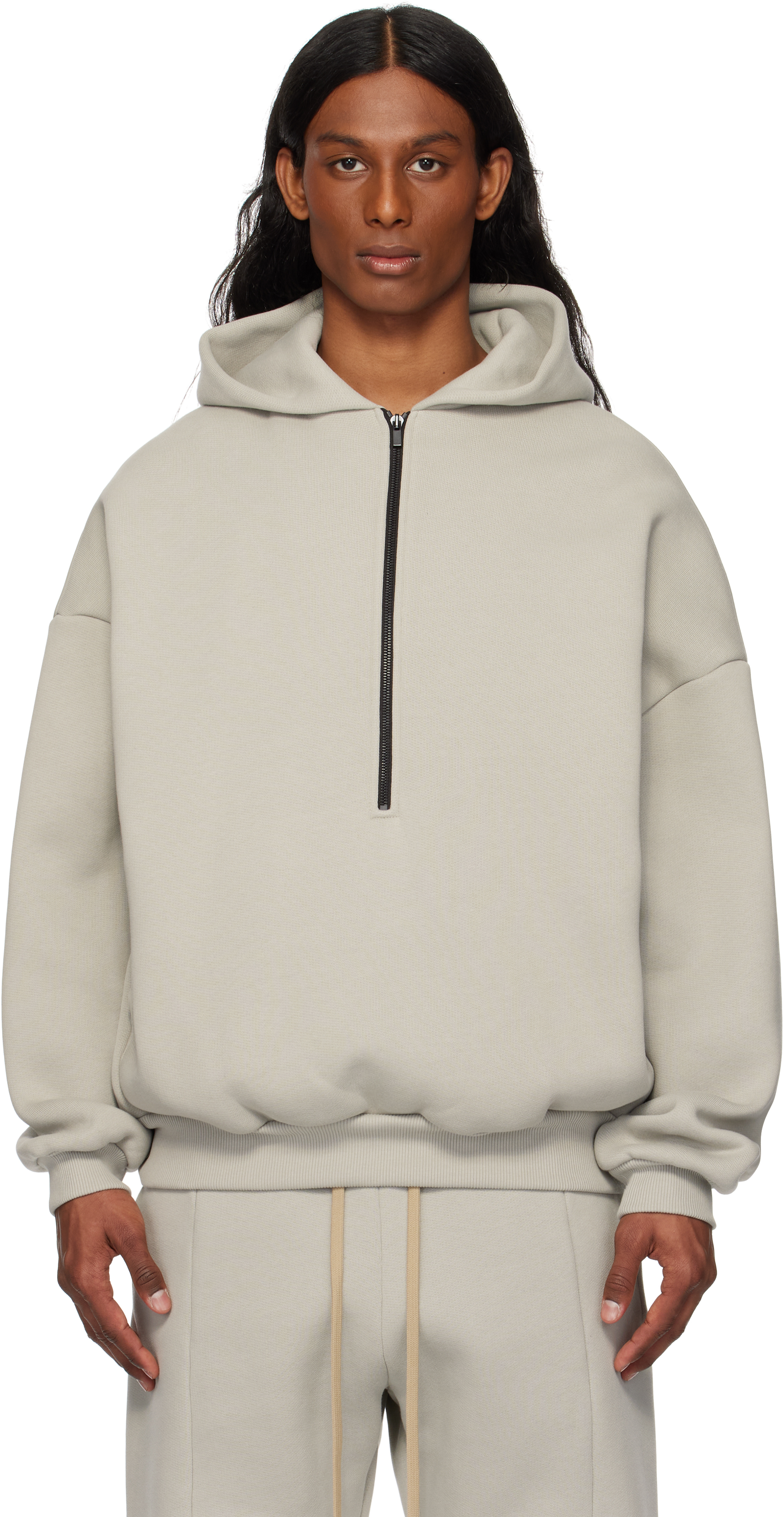Fear Of God Gray 'eternal' Half Zip Hoodie
