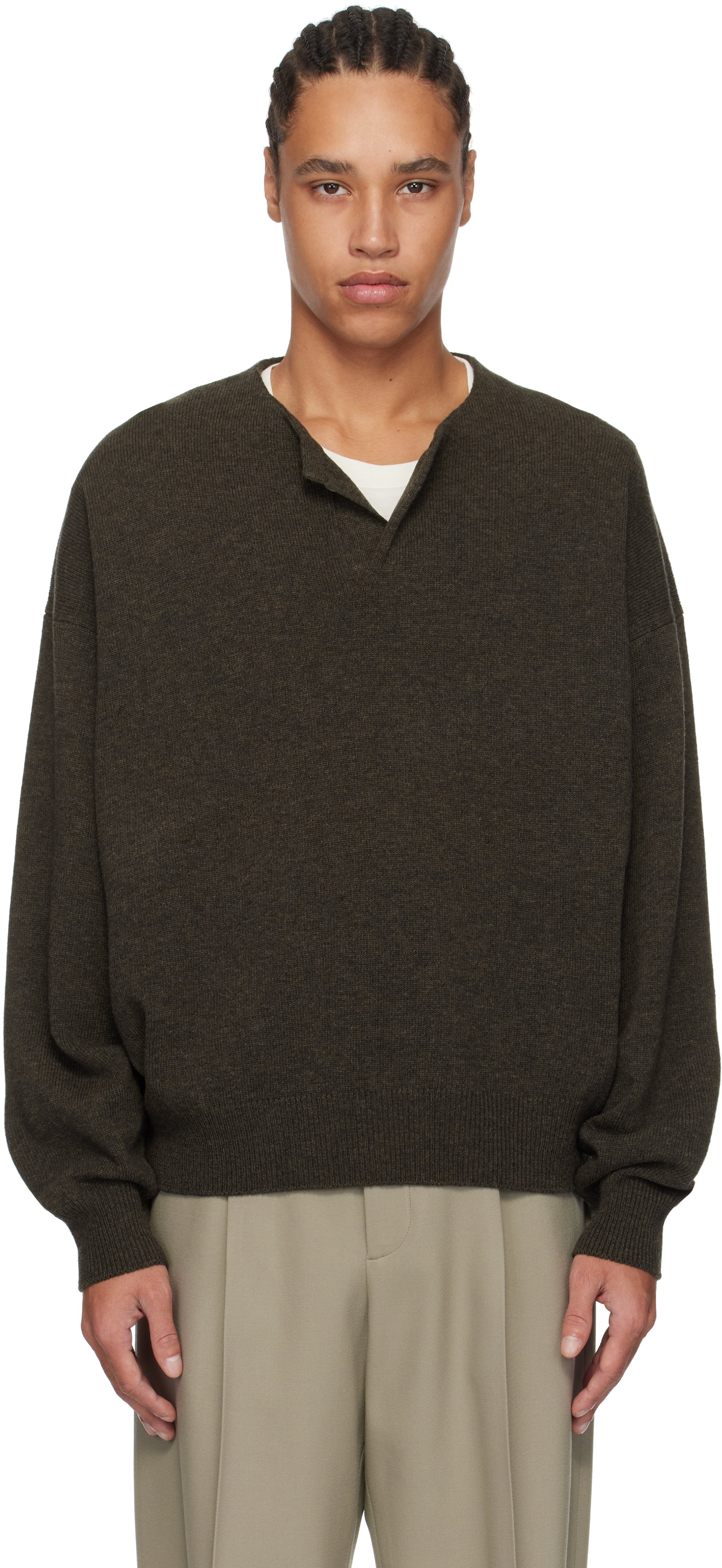 Brown Fine Knit Henley