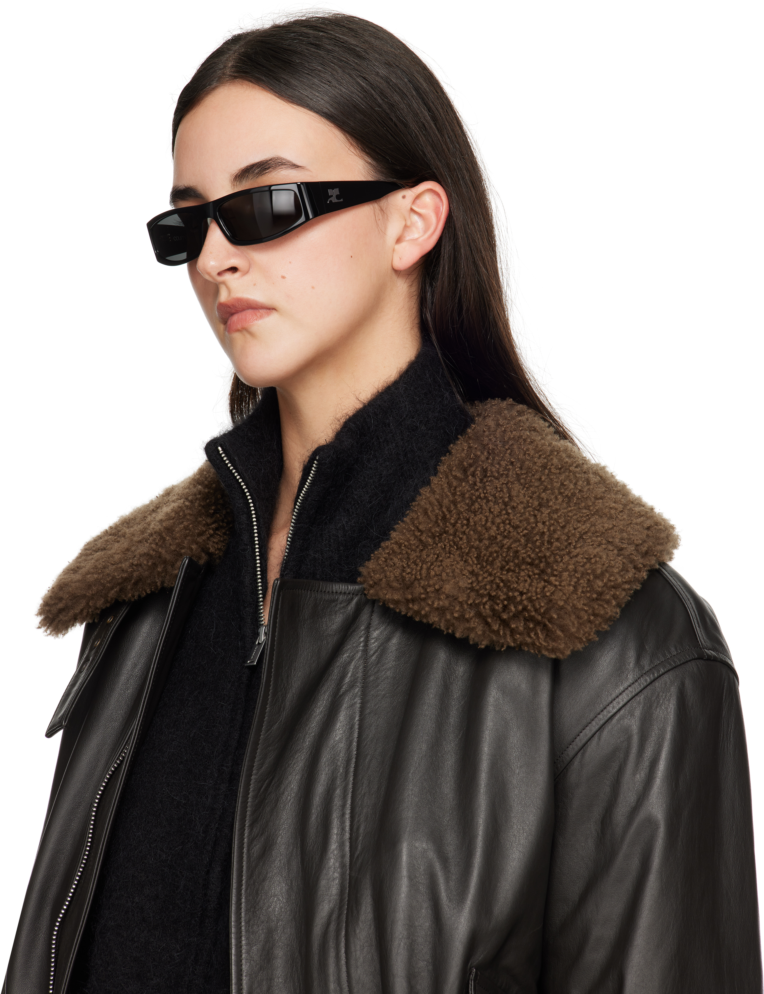 Shop Courrèges Black Tech Sunglasses In 9999 Black