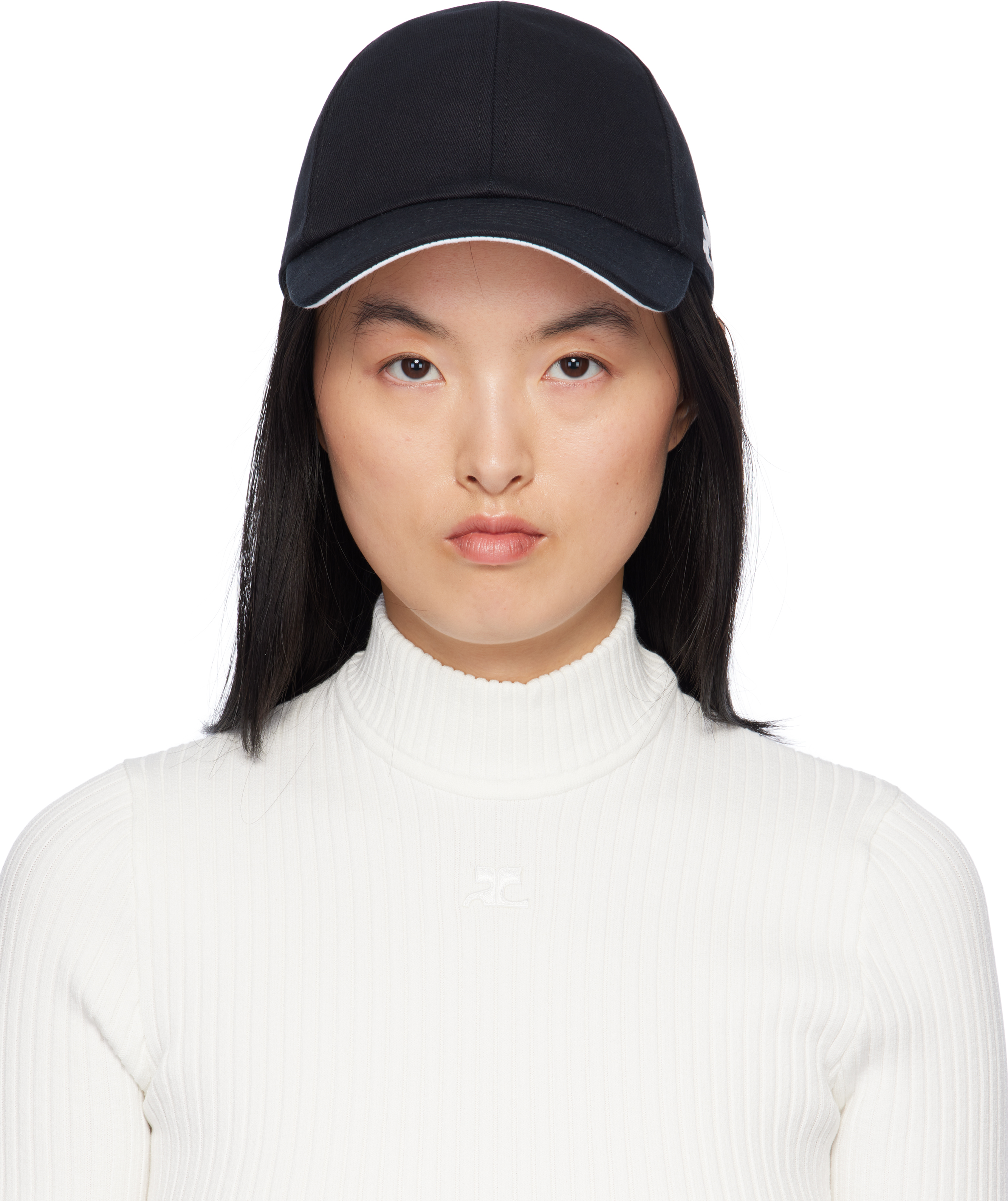 Courrèges Black Signature 'AC' Cotton Cap