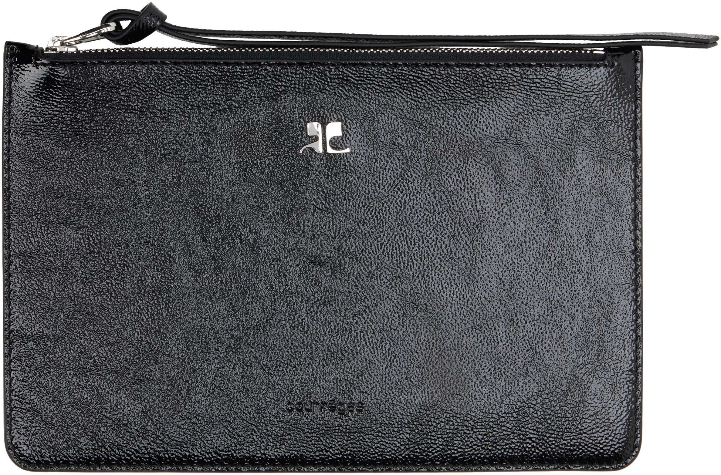 Shop Courrèges Black Ac Naplack Leather Pouch In 9999 Black