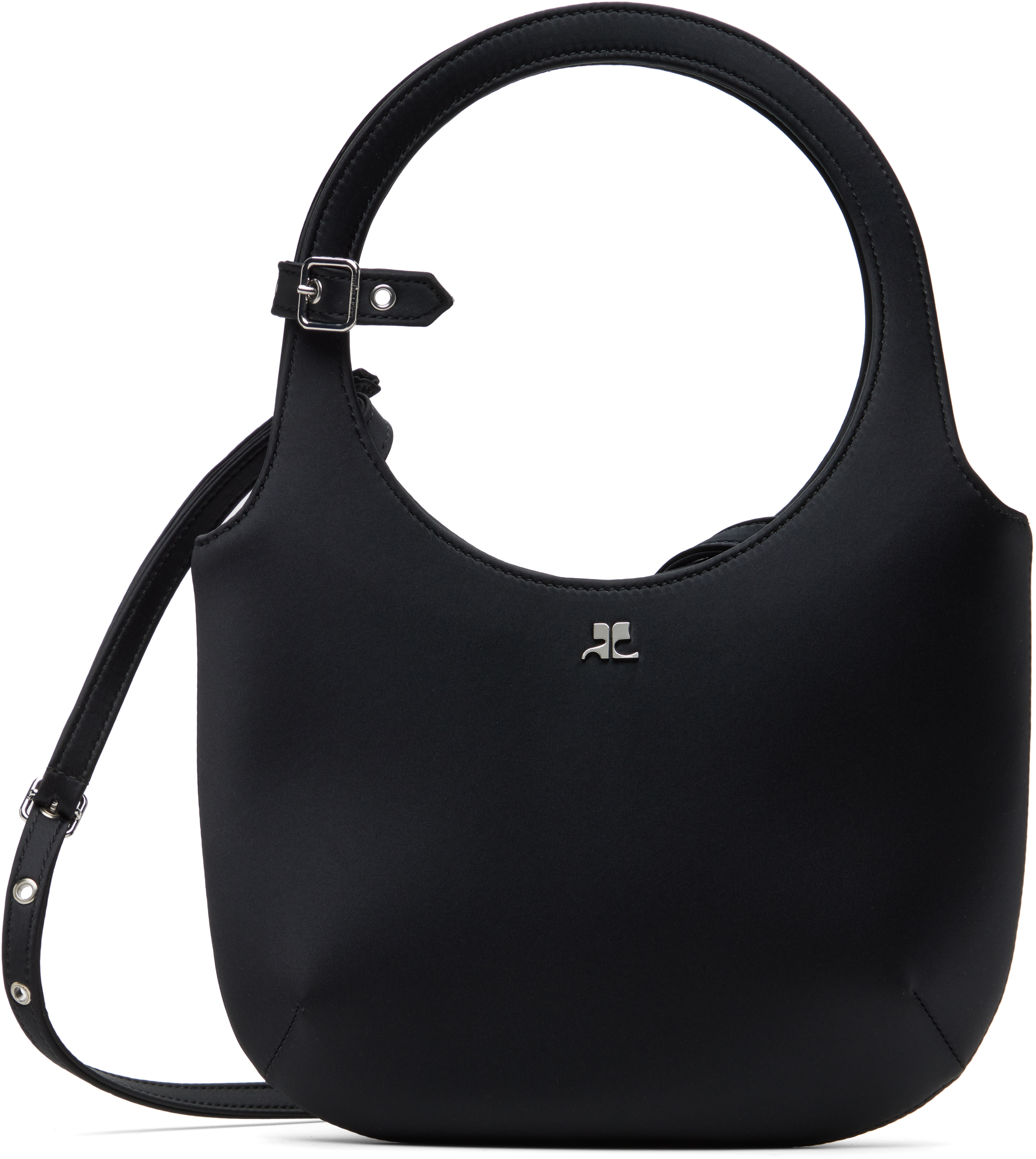 Black Holy Satin Bag by Courrèges on Sale