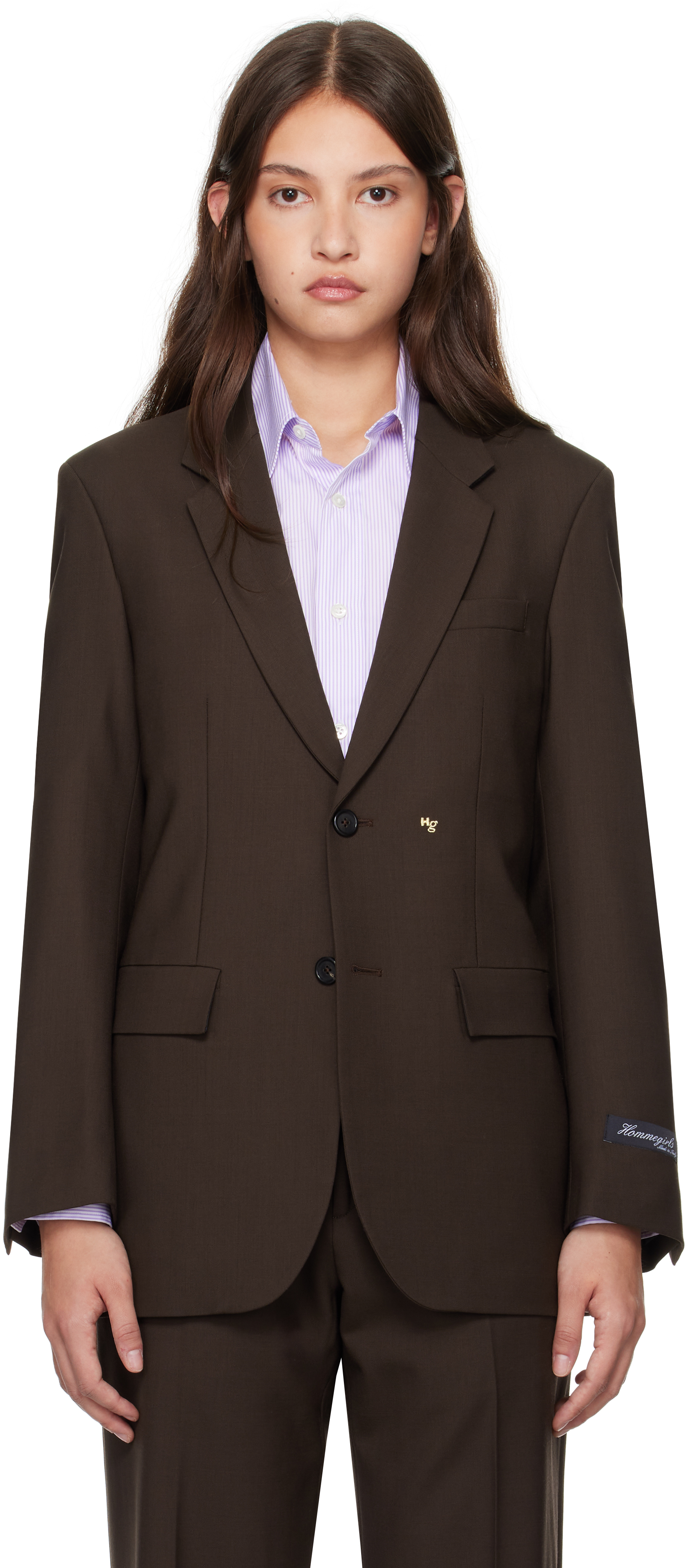 Brown Single Breasted Blazer