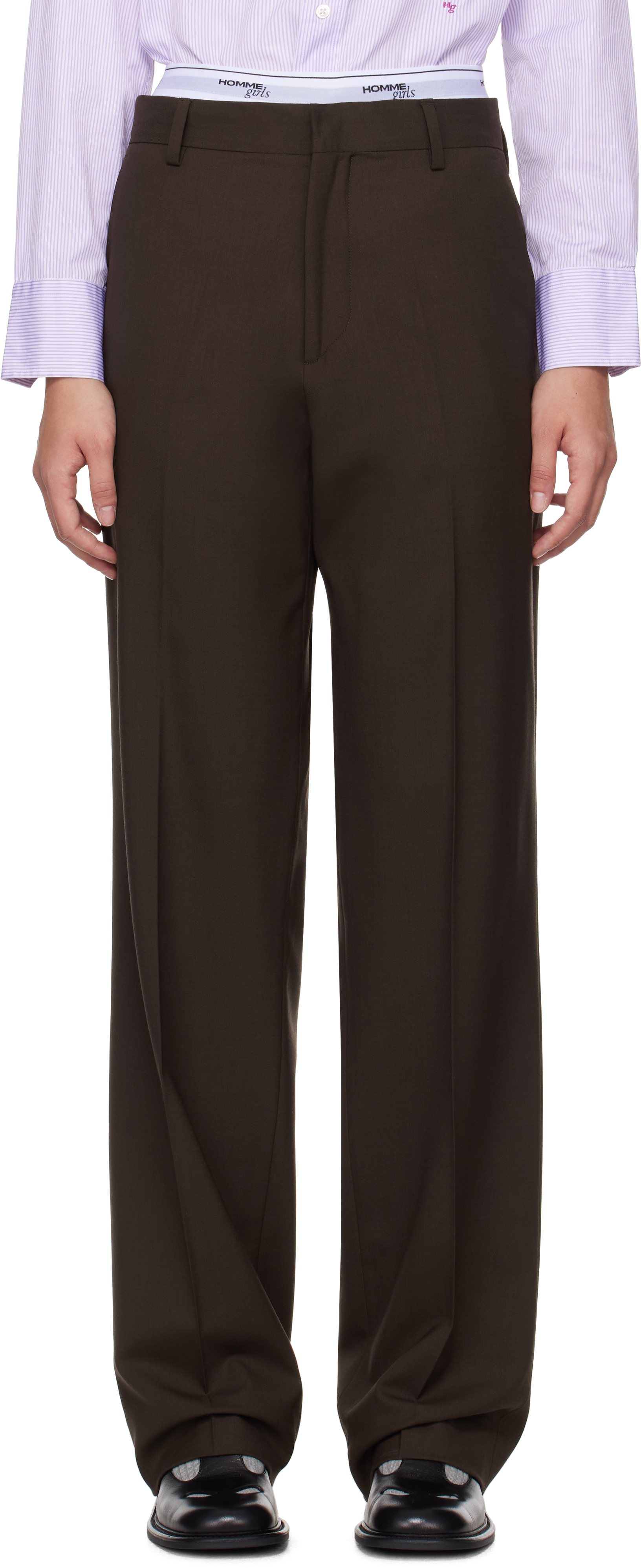 Brown Straight Leg Trousers