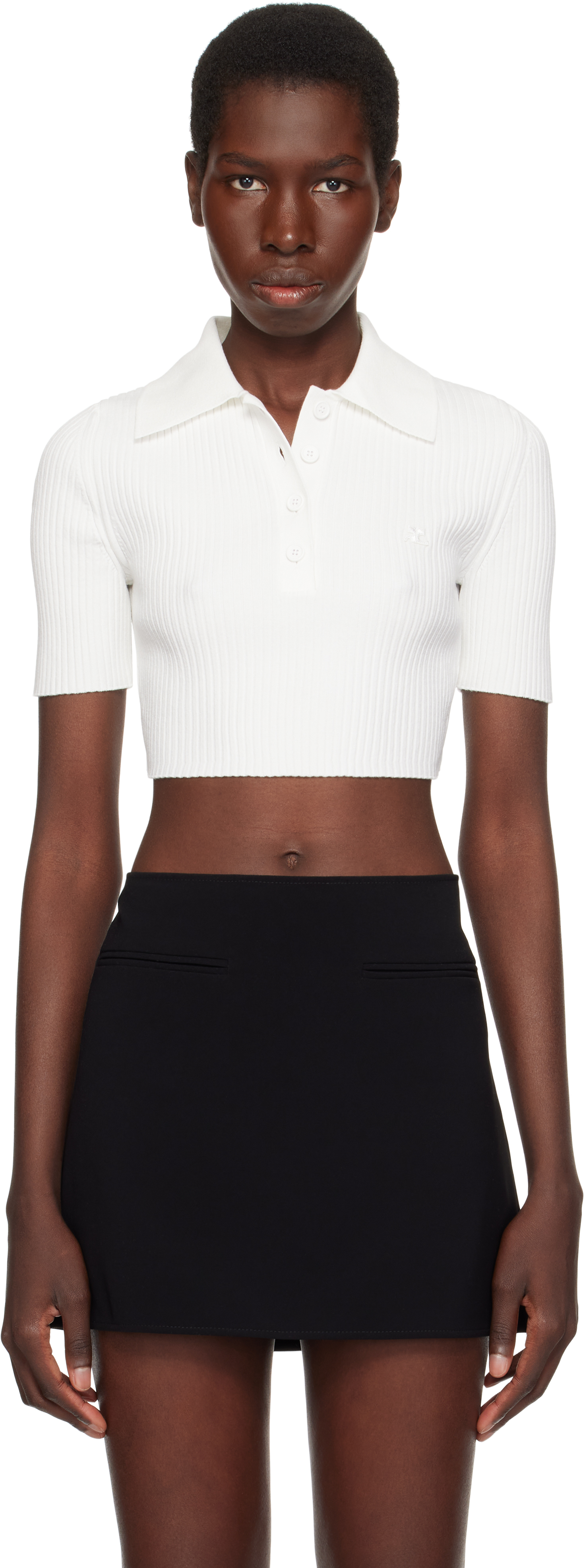 COURREGES＞＞＞ツイストコットンピケクロップドポロ BIOTOP(ビオトープ) / WOMEN【courreges】TWIST PIQUE CROP POLO