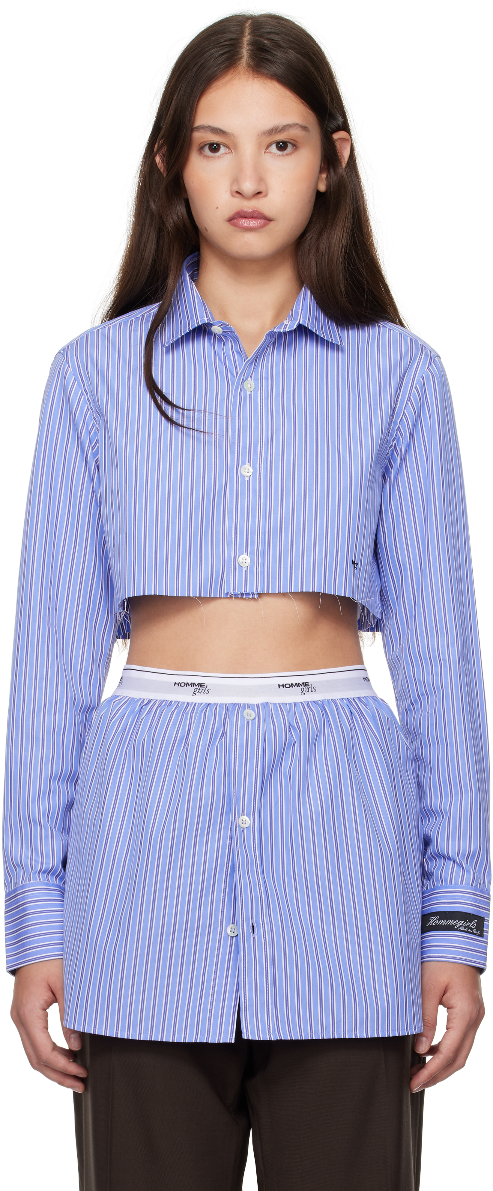 オムガールズ ショートスリーブ クロップドシャツ S 美品 Homme
