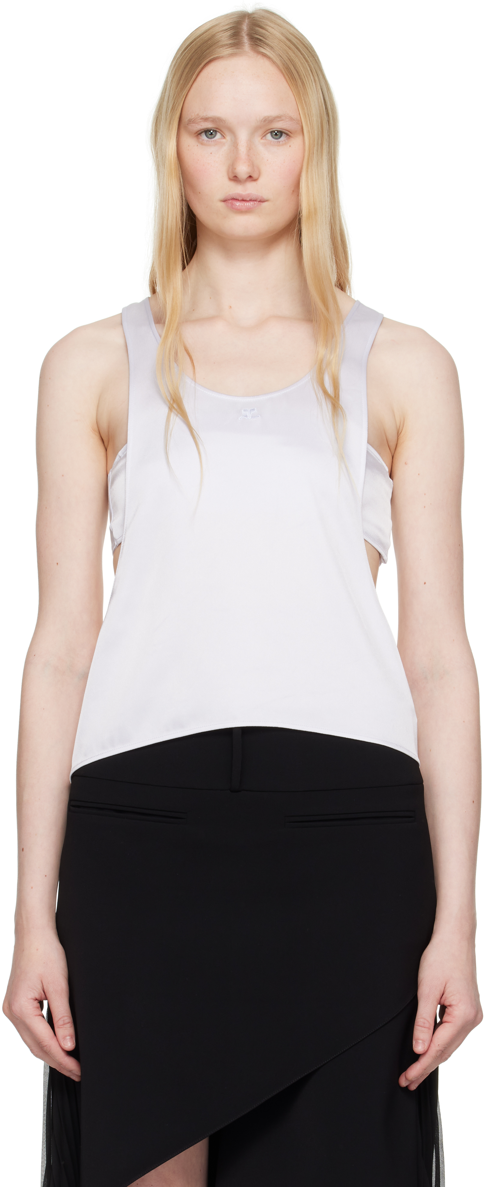 Courrèges White Infinity Satin Tank Top