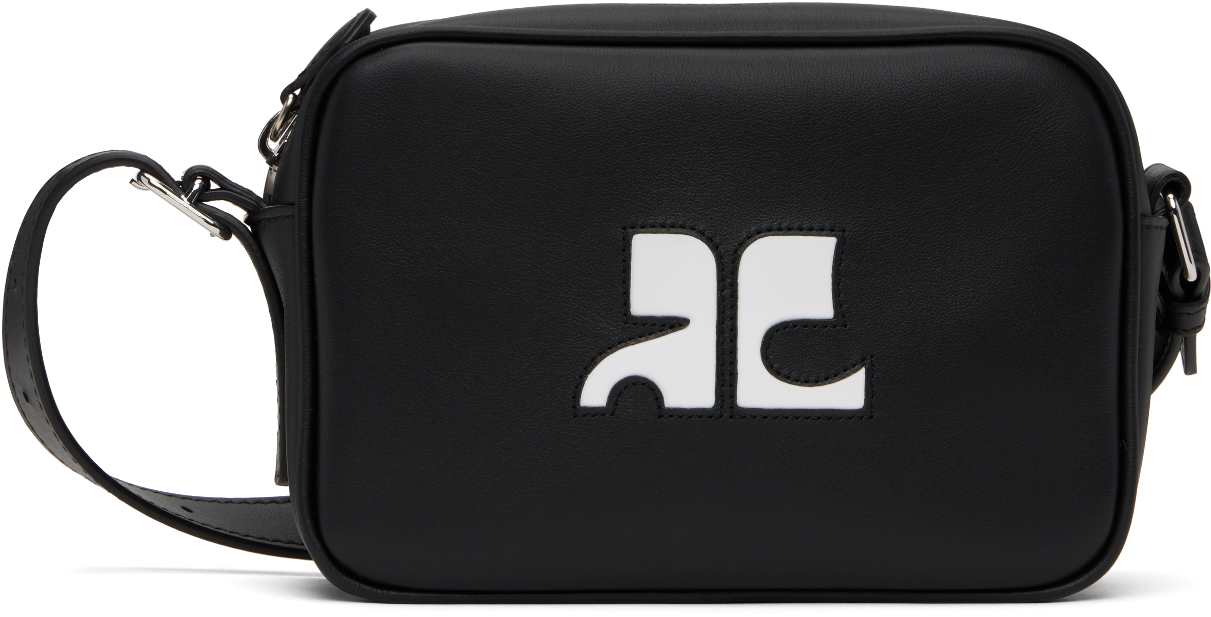【関税込み】Courreges ブラック Reedition レザー カメラバッグ REEDITION CAMERA LEATHER BAG - courrèges