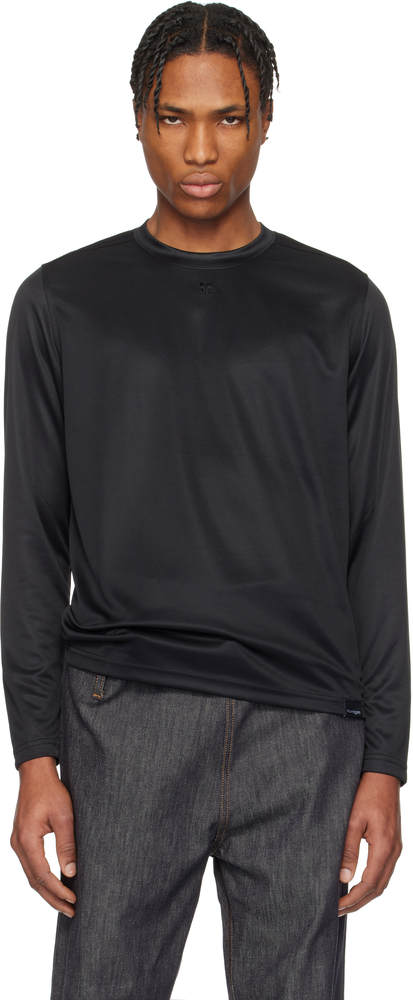 Courrèges Black Football Jersey T-shirt